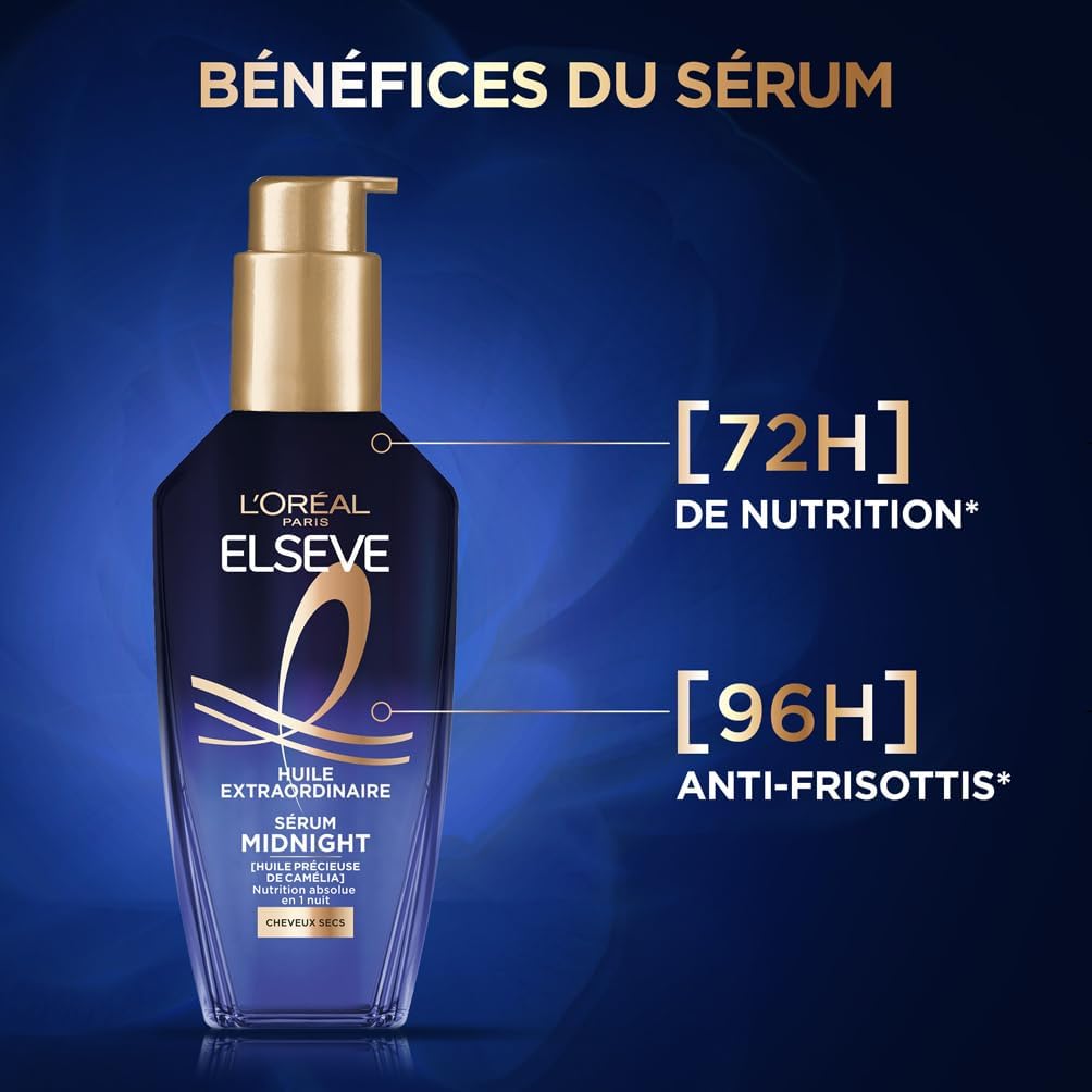 L'Oréal Paris - Elseve Huile Extraordinaire - 100ml - Sérum capillaire nuit cheveux secs, nutrition, sans transfert