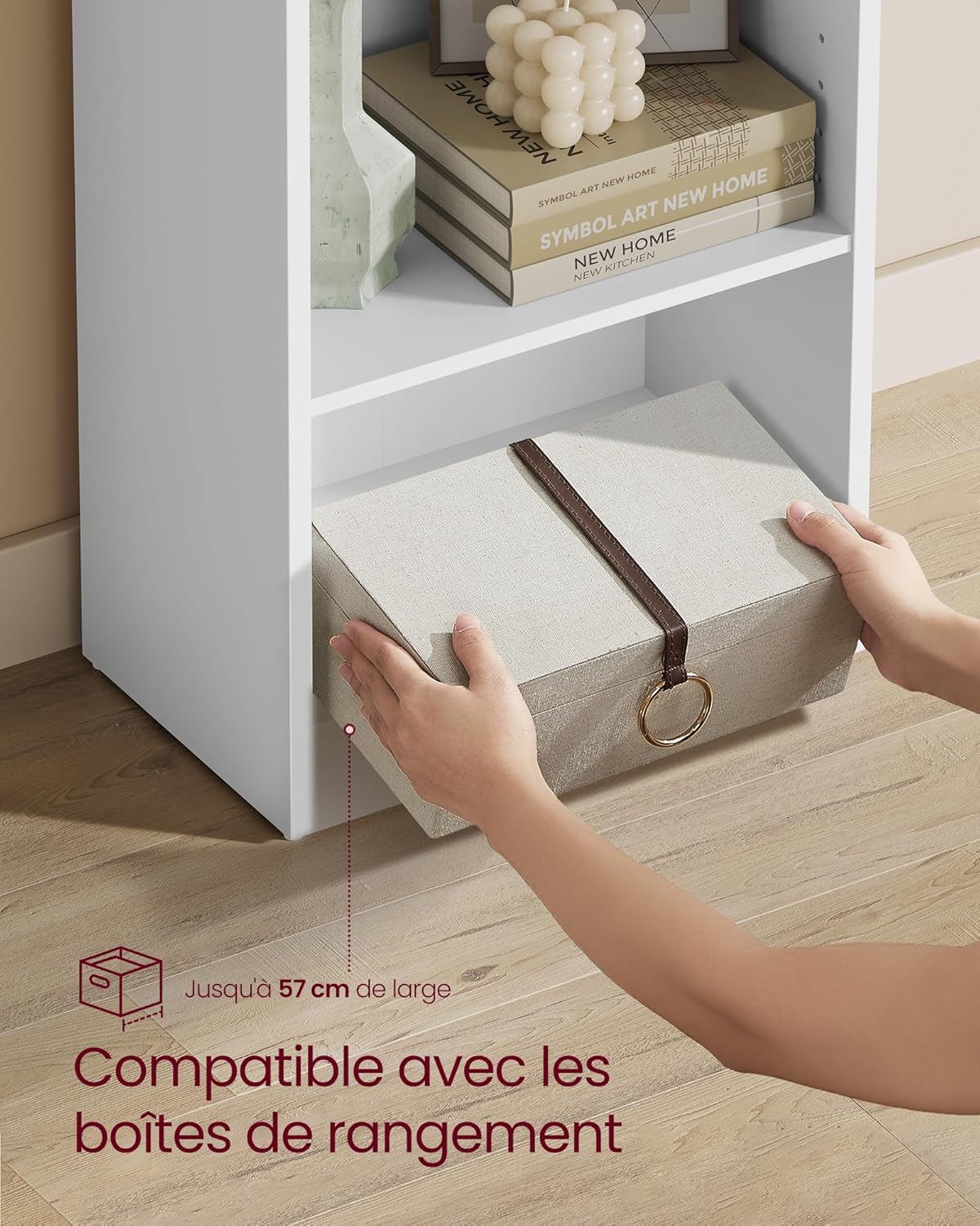 VASAGLE - étagère bibliothèque 4 niveaux - 24x60x121,5cm - rangement ouvert design blanc LBC107T14