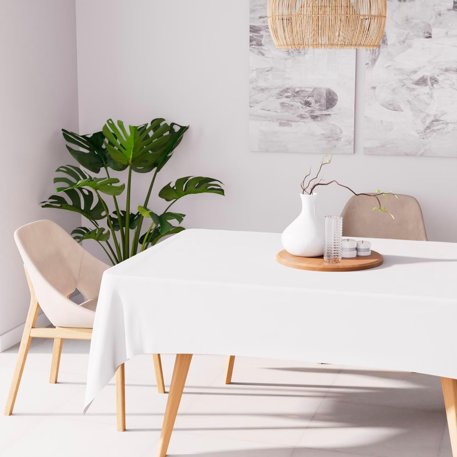 Soleil d'Ocre - Nappe Rectangle Blanc 140x240 cm - polyester anti-tâches