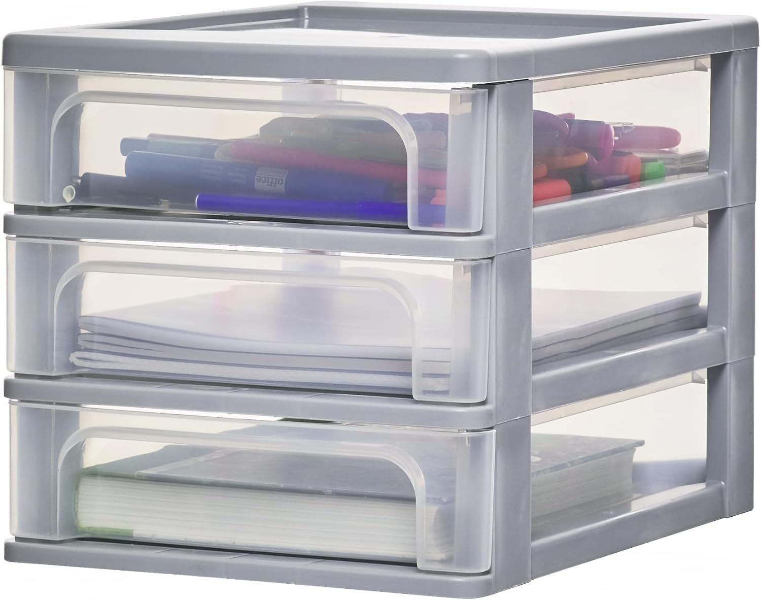 Iris Ohyama - OCH série - 3 tiroirs A4, plastique sans BPA, gris - OCH-2030