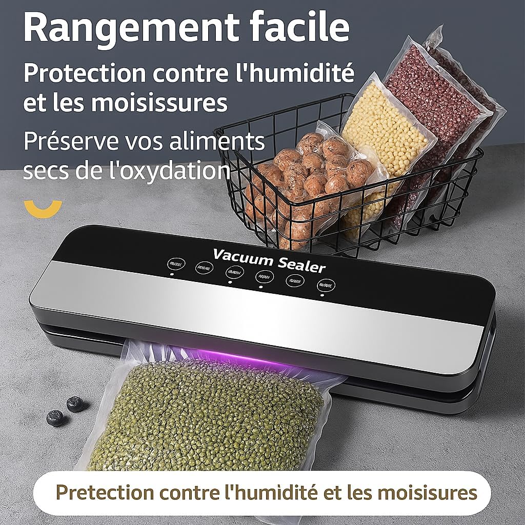 Machine sous vide alimentaire - compact - 4 modes, 85kPa, 10 sacs inclus