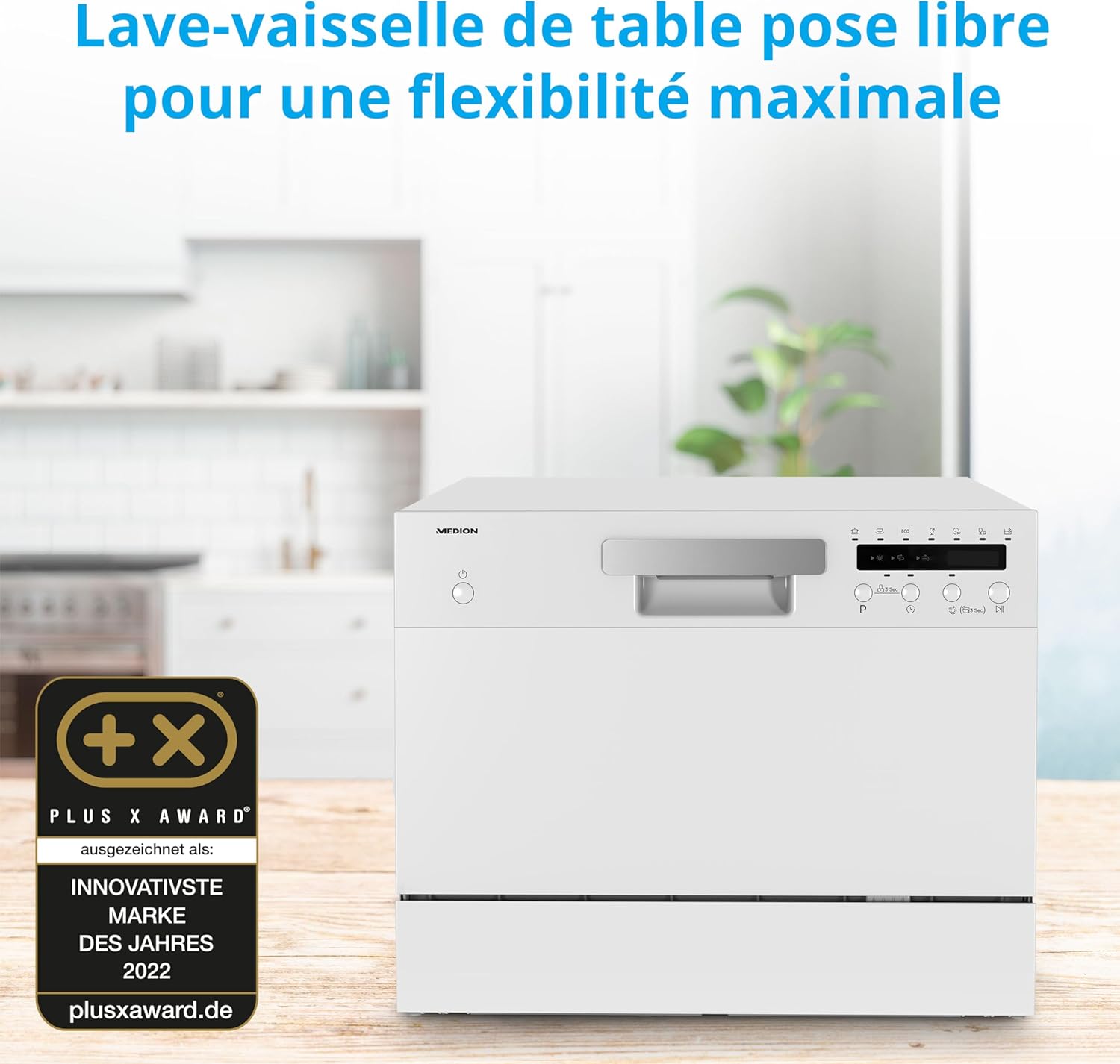 MEDION - Lave-vaisselle de table 6 couverts, 7 programmes, LED, 47 dB, MD37496