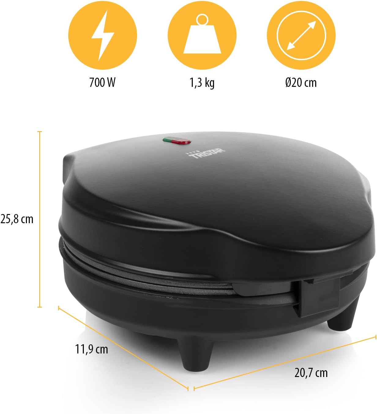 Tristar - WF-1170 - Gaufrier cornet glace 700W, diamètre 20 cm