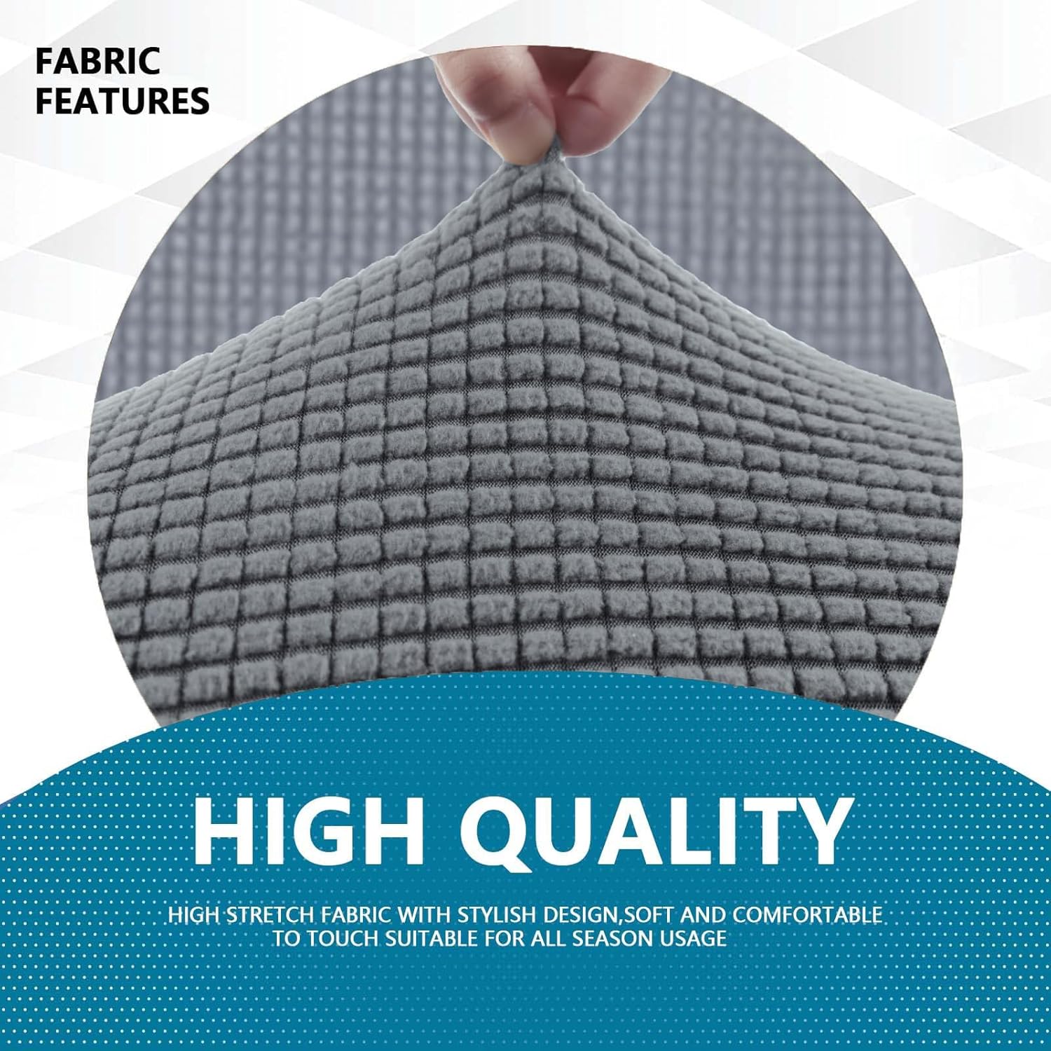 Housse de canapé 1 place - extensible, antidérapante, gris clair