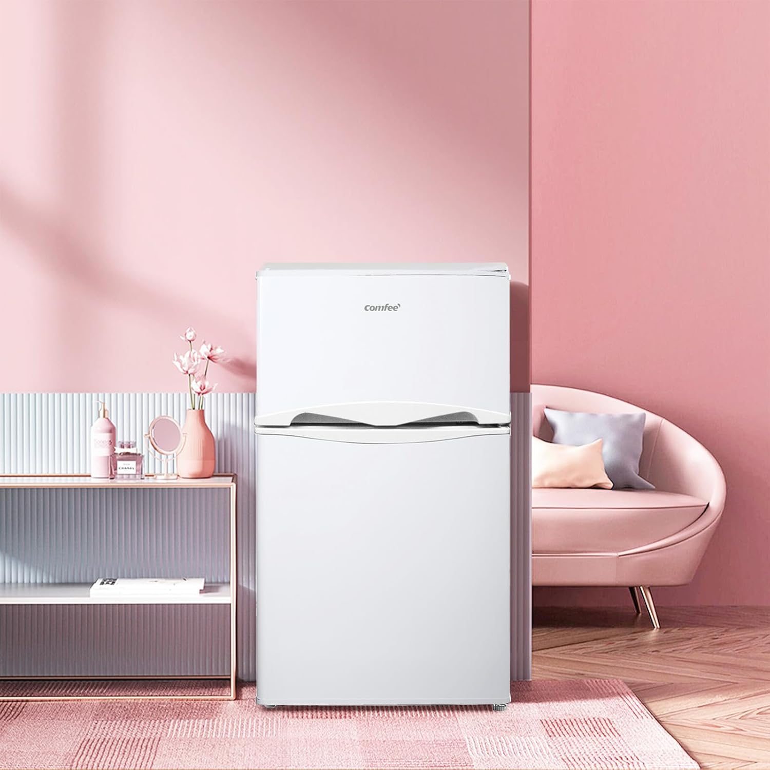 COMFEE' - réfrigérateur sous plan 87L - étagères amovibles, porte réversible, éclairage, thermostat réglable - RCT87WH2(