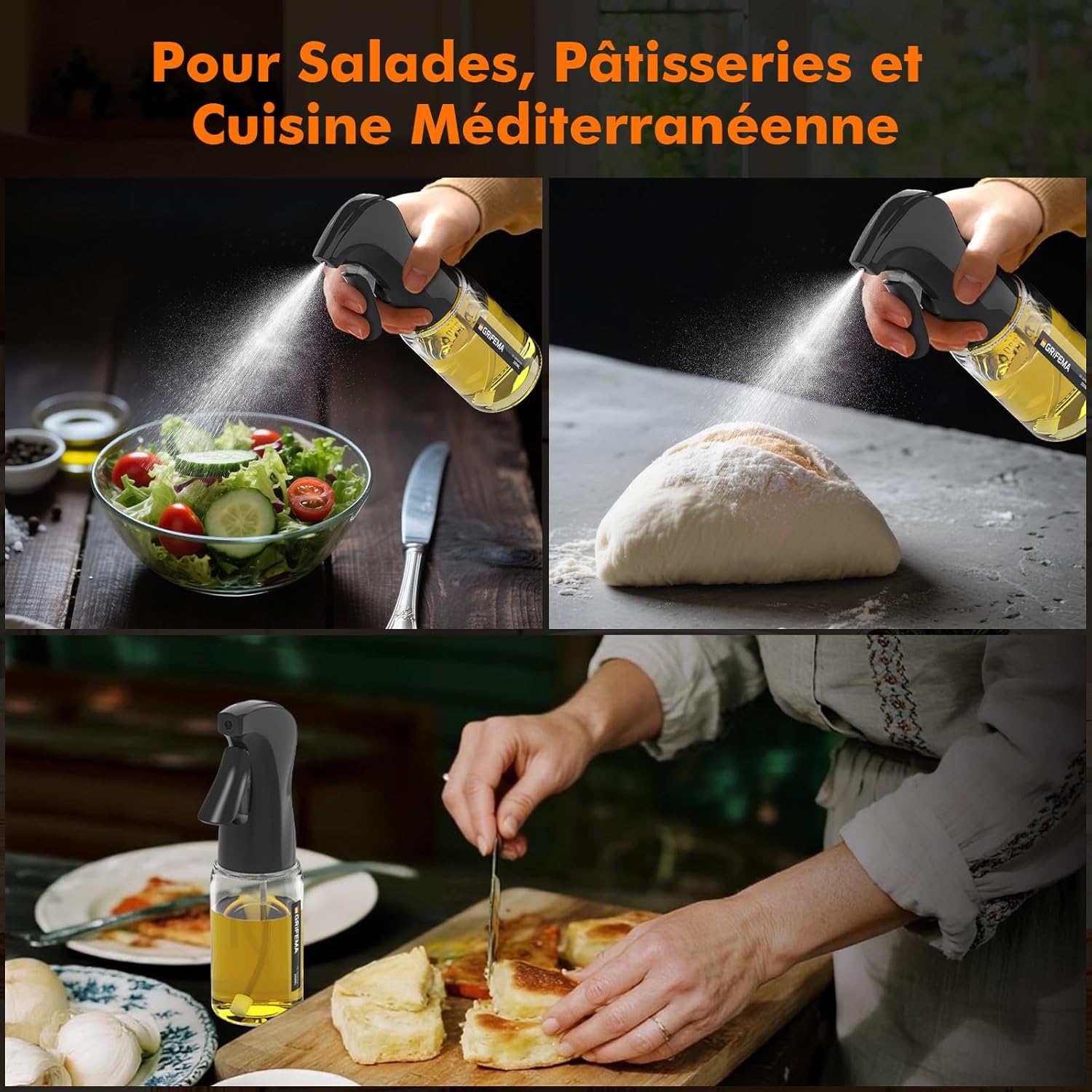 GRIFEMA - GE2003B - 200ml - pulvérisateur réglable en verre, nettoyage facile