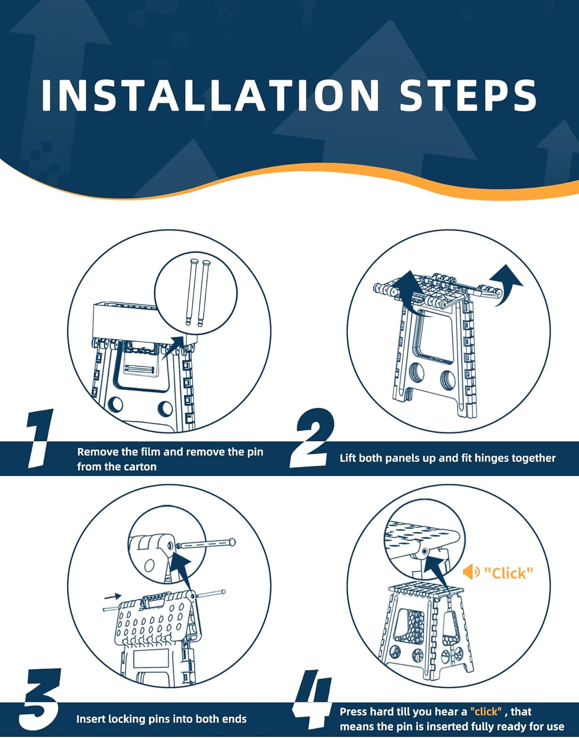 HOUSE DAY - marchepied pliable 43,2cm - plastique robuste, léger, portable