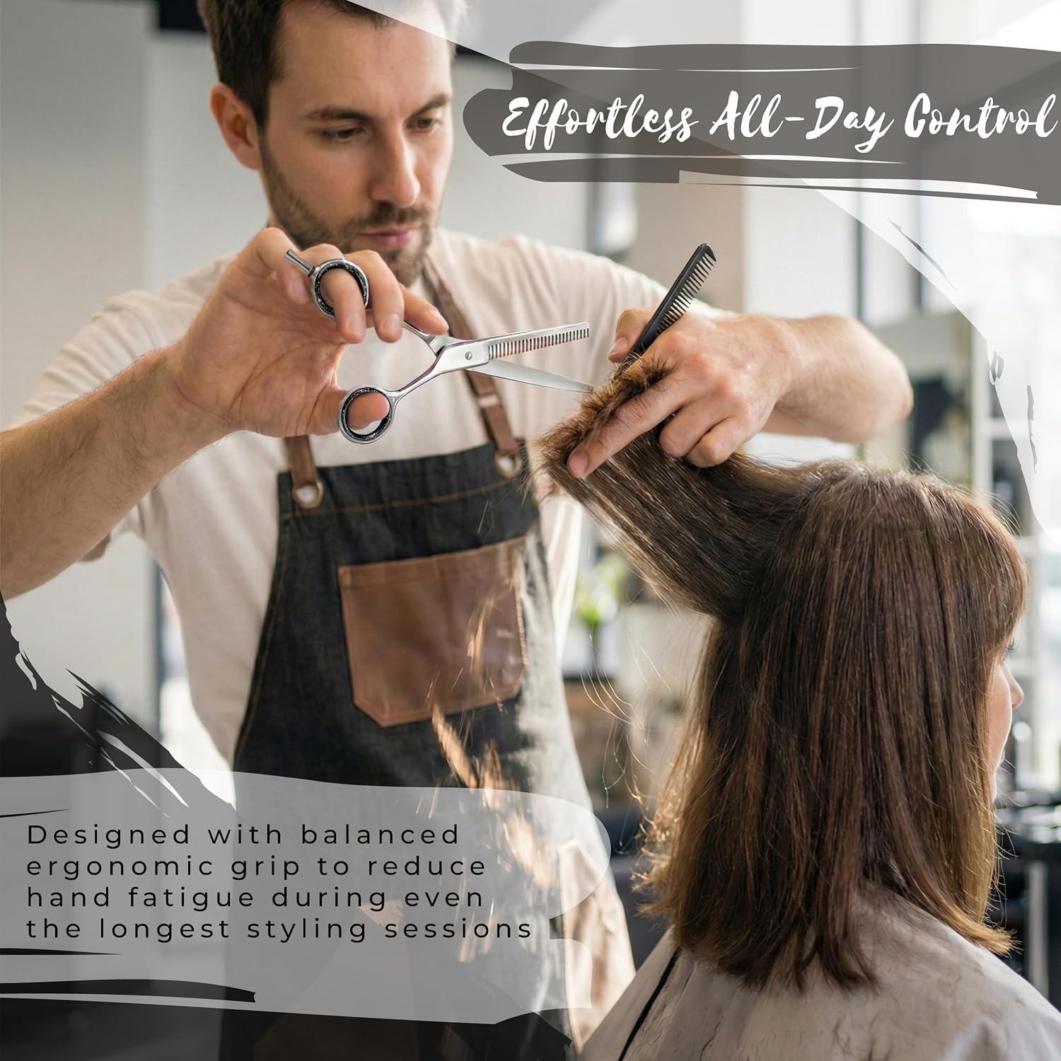 Ciseaux de coiffure professionnels 6'' acier inoxydable coupe effilage