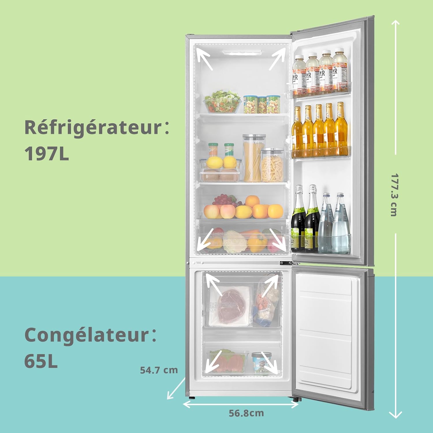 COMFEE' - combiné 262L, inox, Low Frost, silencieux, 39 dB - RCB359IX2