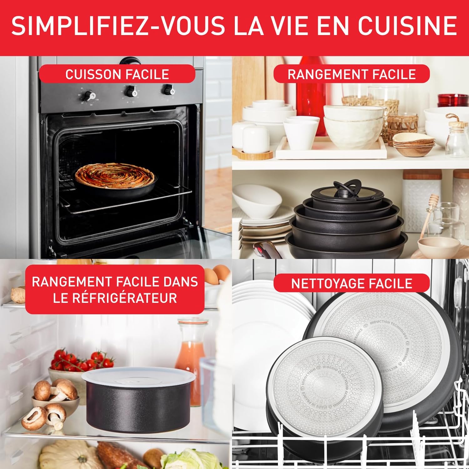 Tefal - Ingenio Inspiration - lot 6 pièces induction, poignée amovible, L867S604