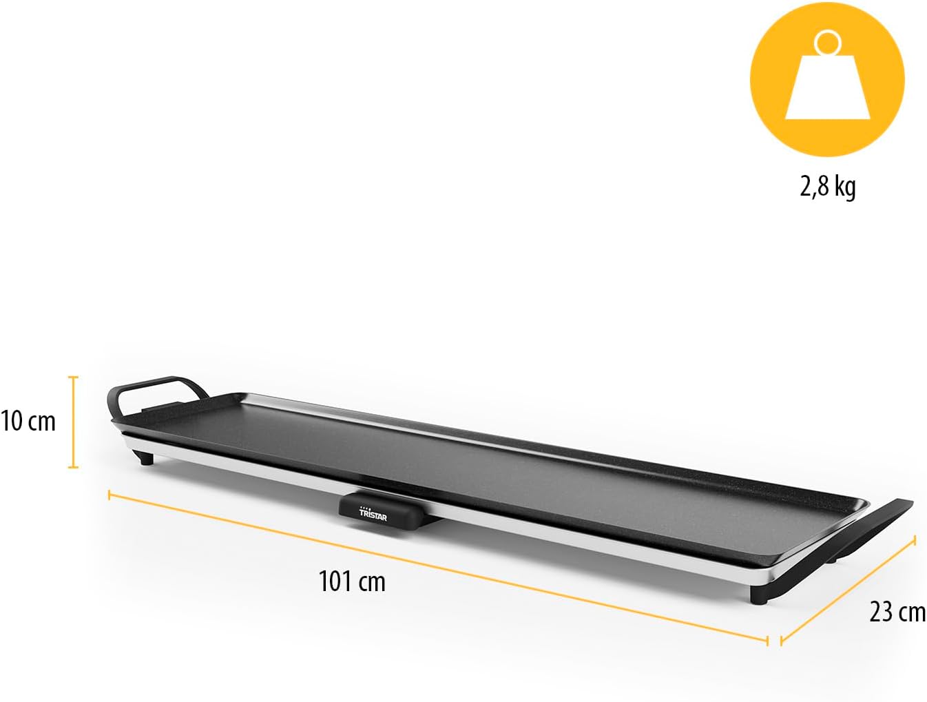 Tristar - Grill de table slim XL - 90x23cm - Thermostat réglable, antiadhésif, facile à nettoyer - BP-2669