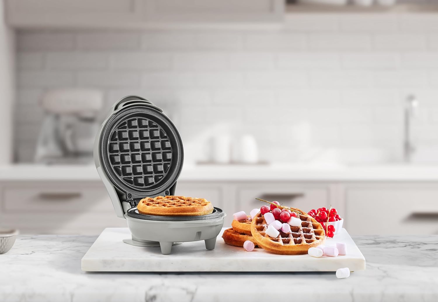 Bestron - Mini gaufrier rétro gris - compact - revêtement antiadhésif