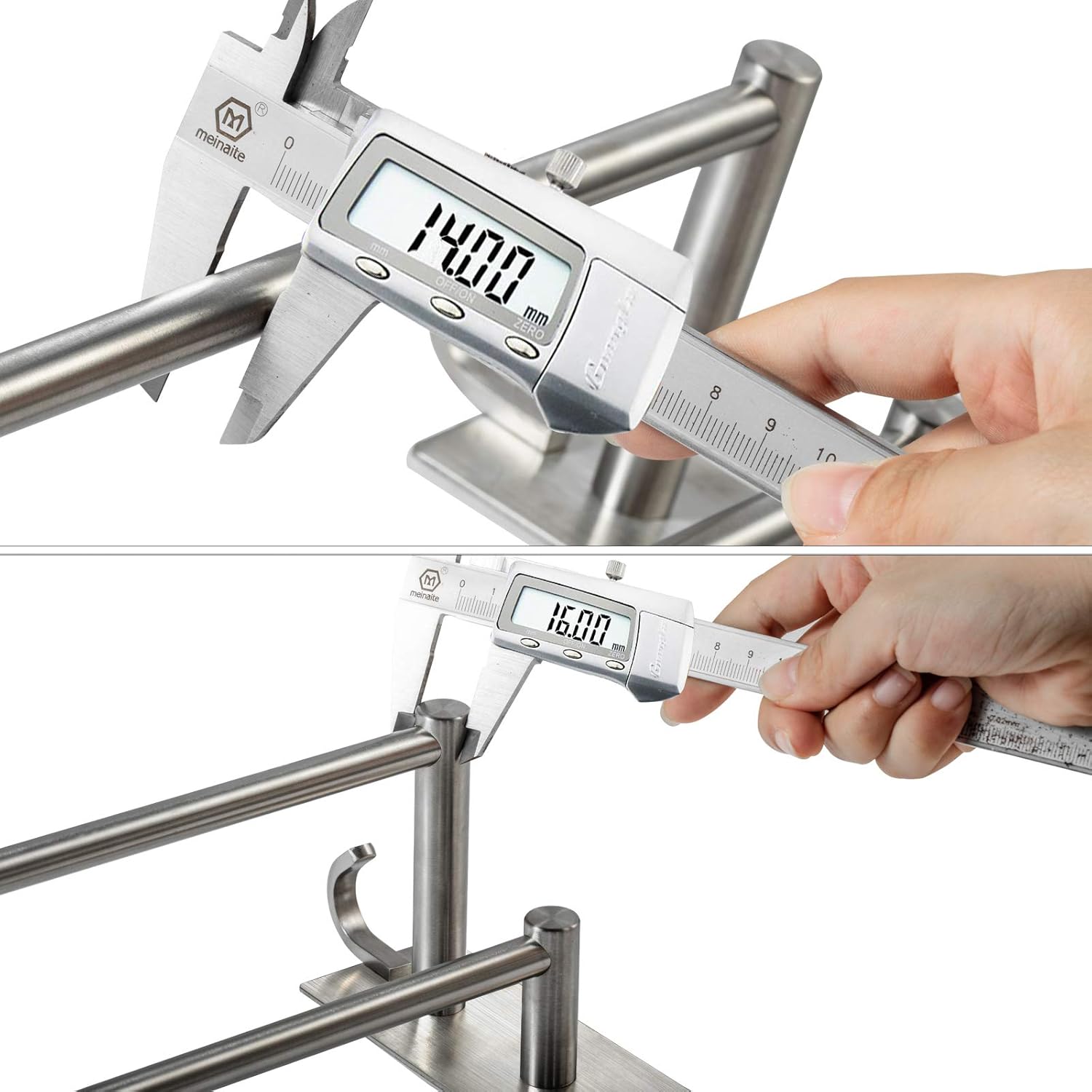 Porte-serviettes mural double inox, sans perçage, 2 crochets, salle de bain