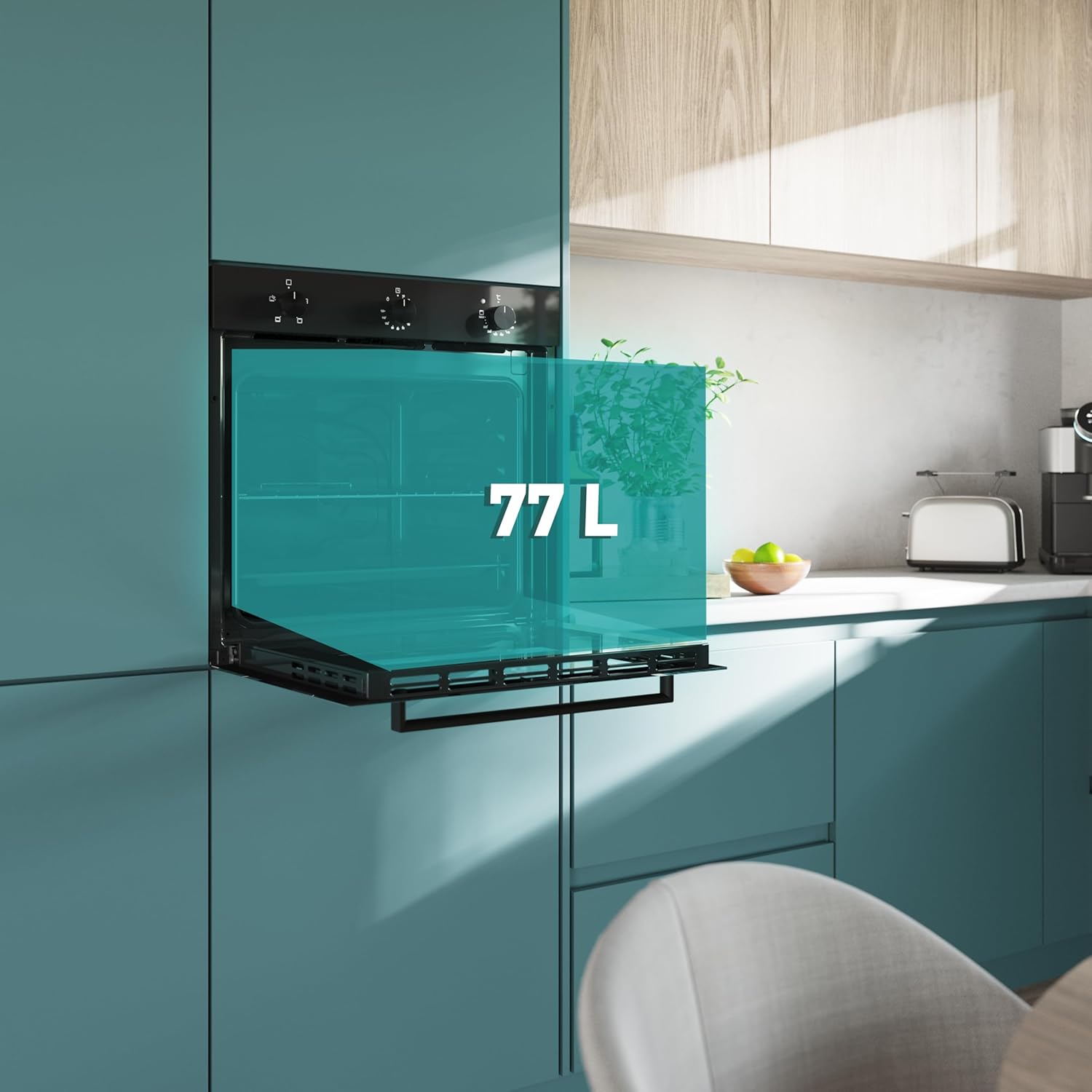 Cecotec - Bolero Hexa Glass Black - 77L, 2800W, vapeur, minuterie, C136000