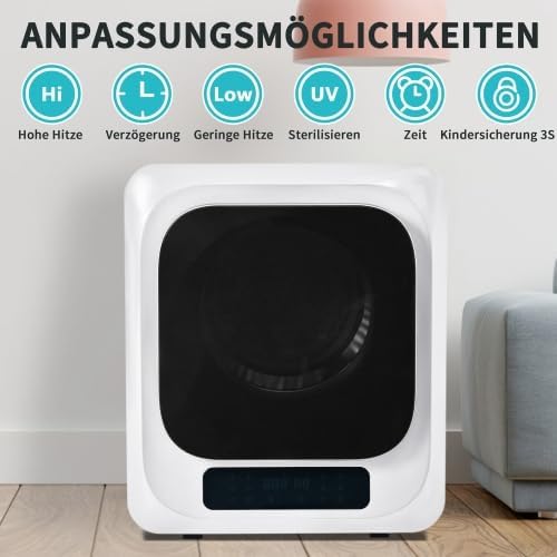 Sèche-linge inox mural, 4kg, 850W, UV, LED, 60dB, 6 programmes