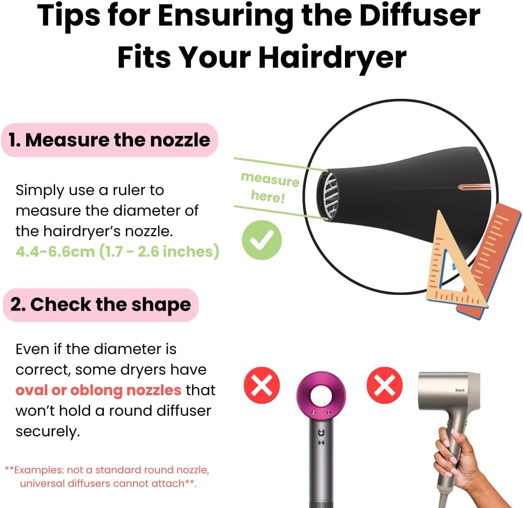 Diffuseur cheveux bouclés - universel 4.4-6.6 cm - robuste, anti-frisottis, or