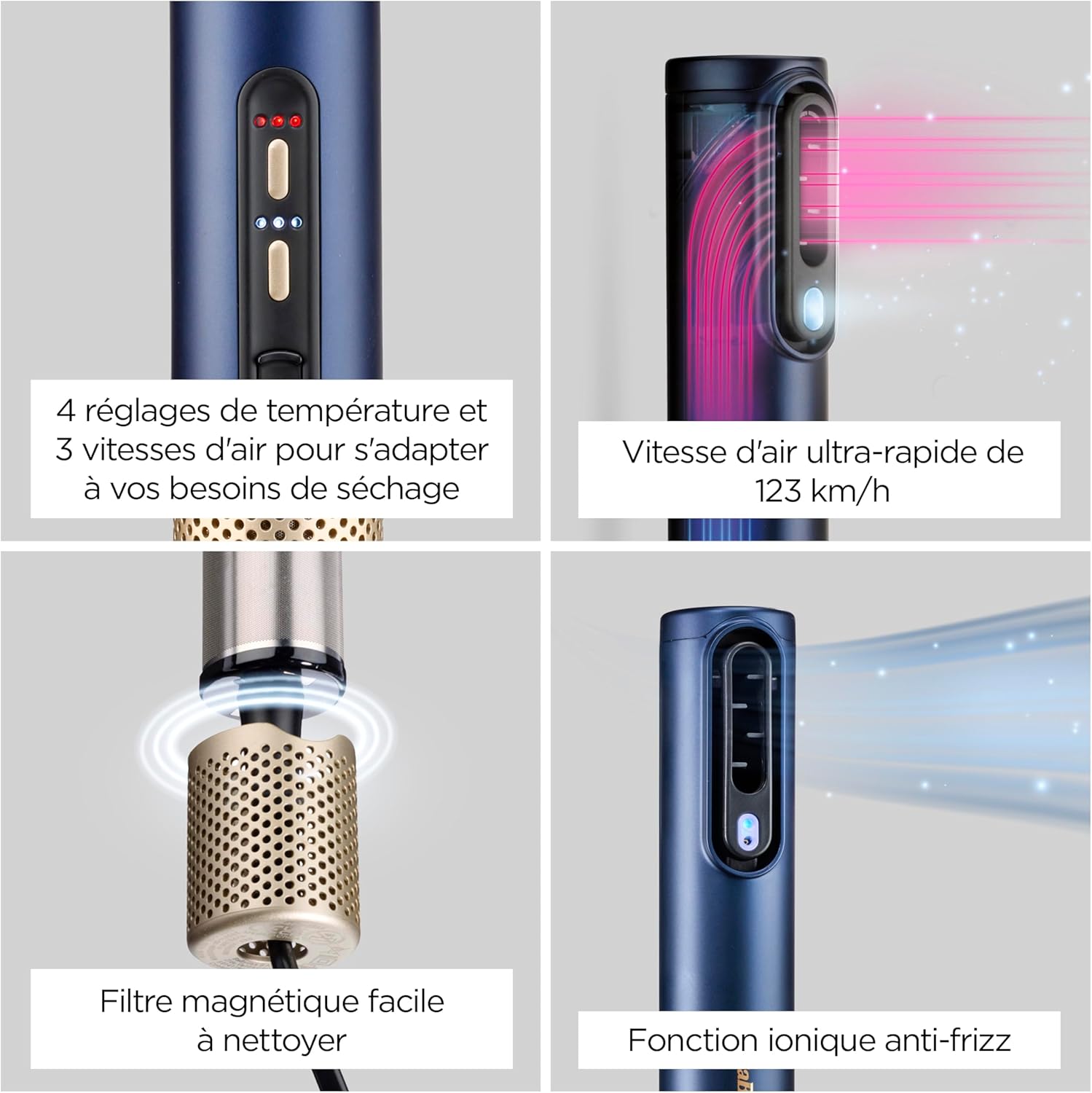 BaByliss - Air Wand - séchage, lissage, anti-frisottis, 3 accessoires, AS6553E