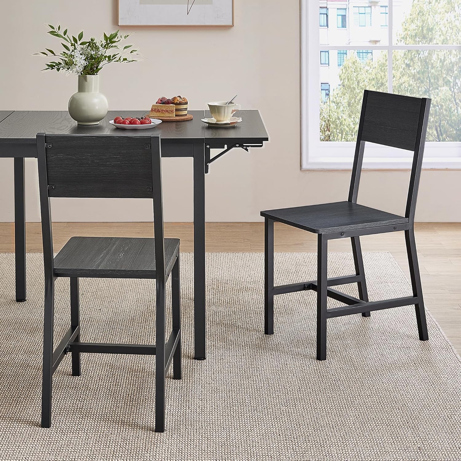 VASAGLE - chaise salle à manger (lot de 2) - acier -  gris/noir - style industriel - LDC092B04