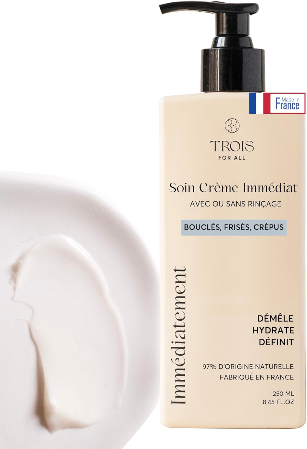 Crème cheveux bouclés - soin 2-en-1, définition et démêlage - 250ml