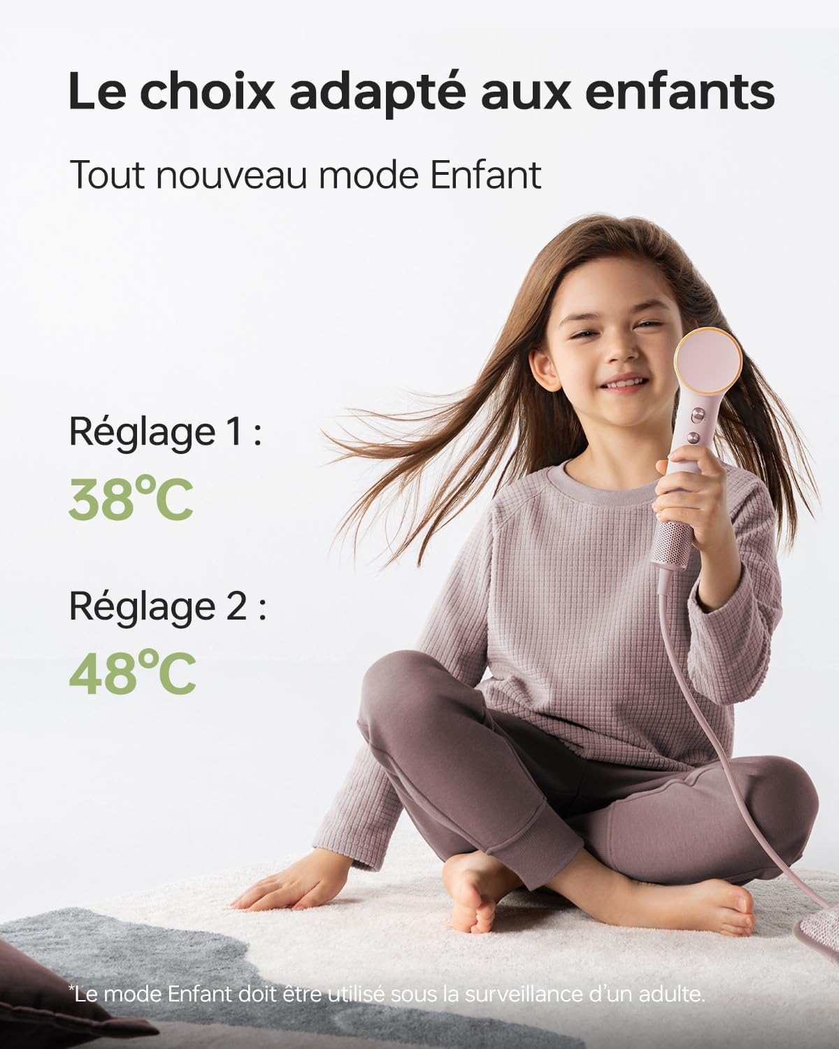 Laifen - Sèche-cheveux Mini - 299g - moteur brushless, ions, séchage rapide, 200M