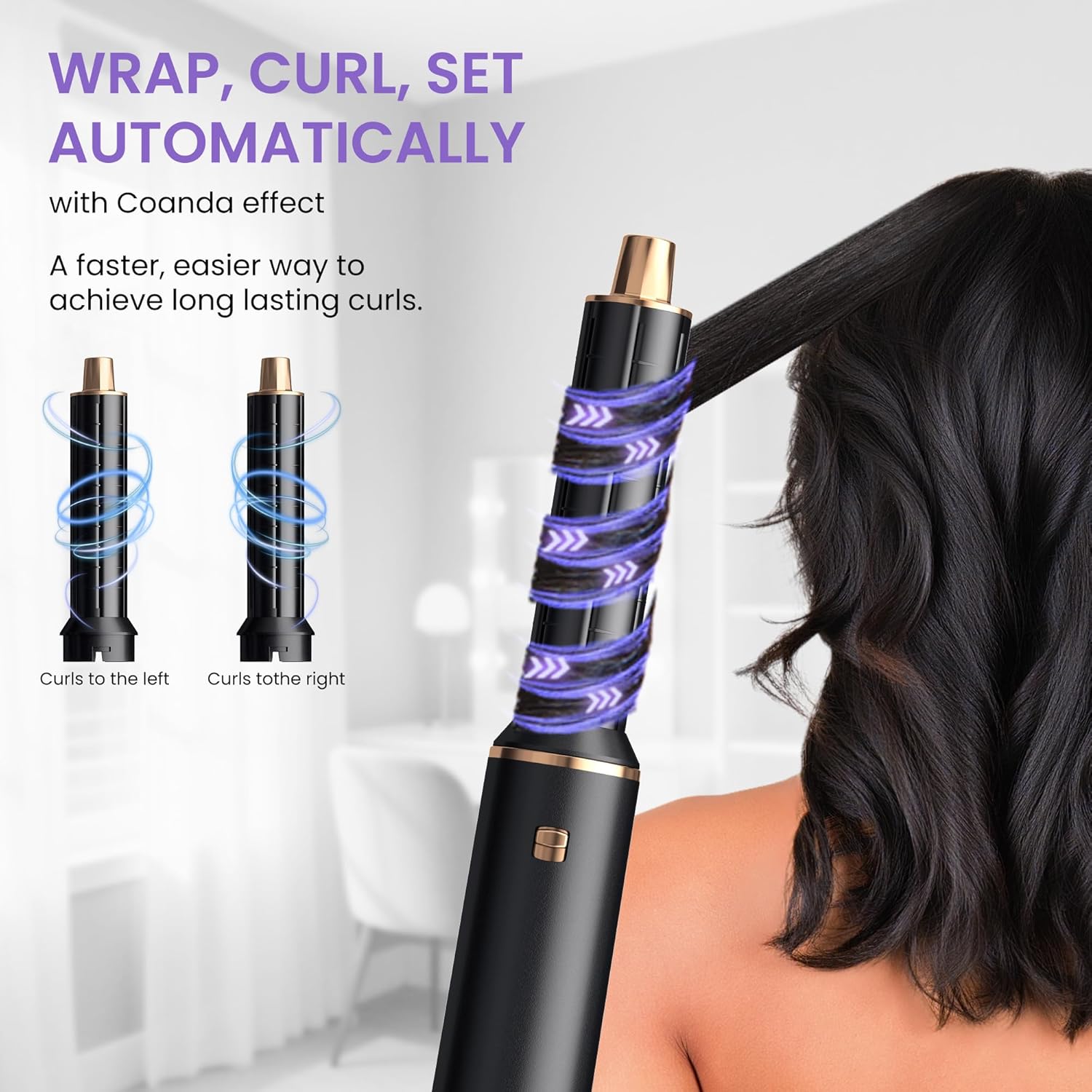 Air Styler 5 en 1 - 1000W - sèche-cheveux ionique, brosse soufflante, boucleur