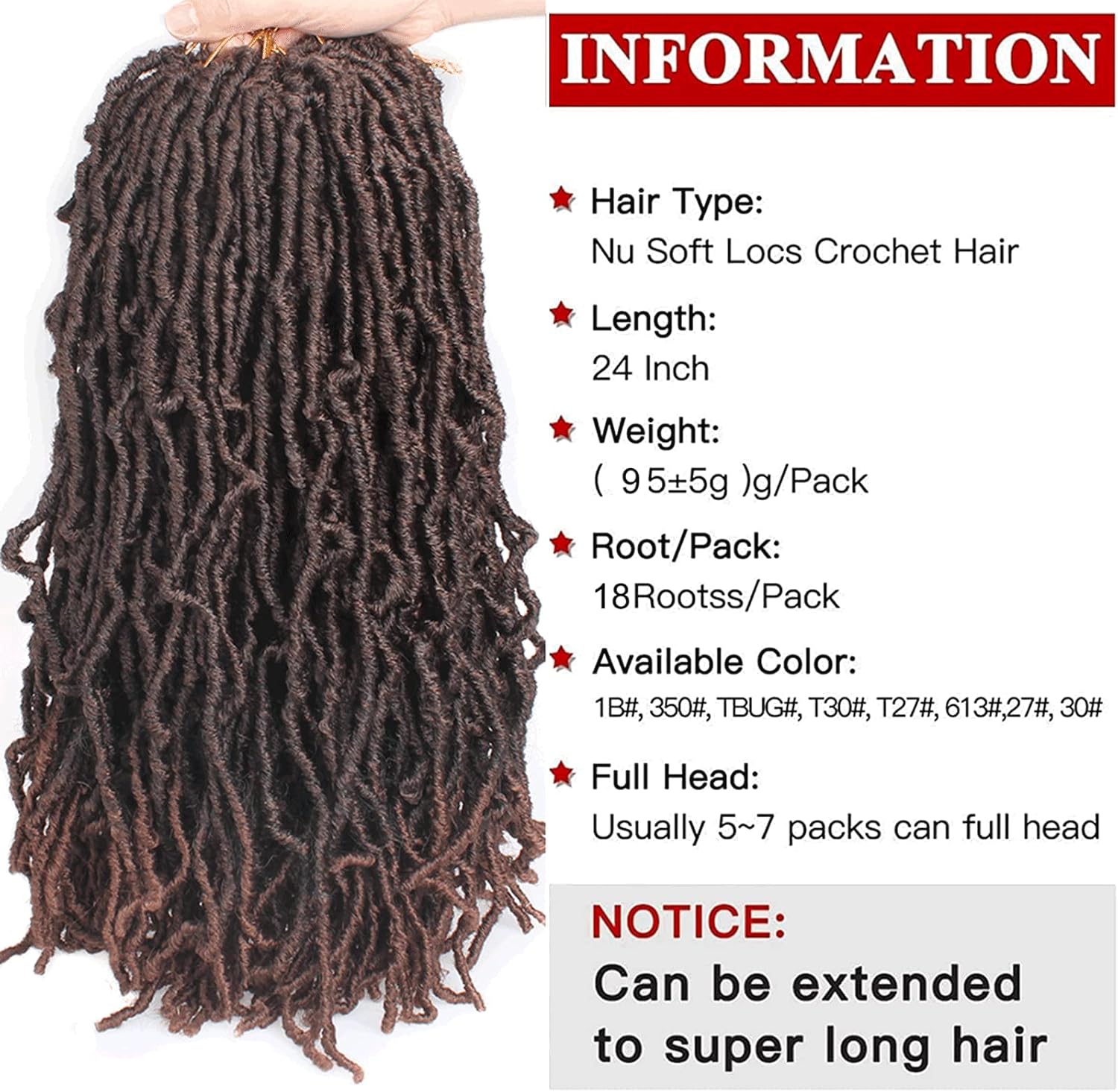 Xtrend - 7 Packs Nu Faux Locs 24