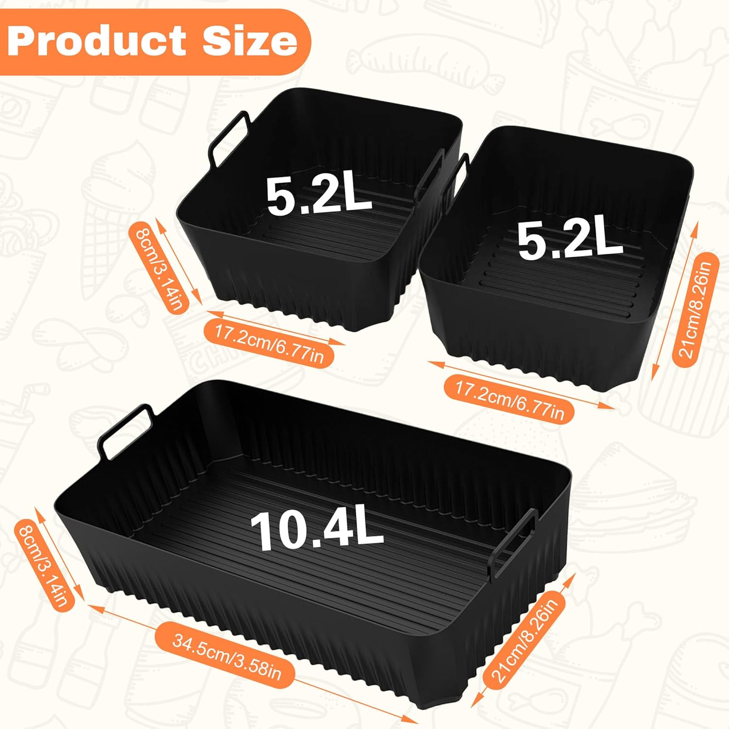 Accessoire air fryer silicone - compatible Ninja Foodi 10,4L - lot de 3 - résistants chaleur - AF500EU