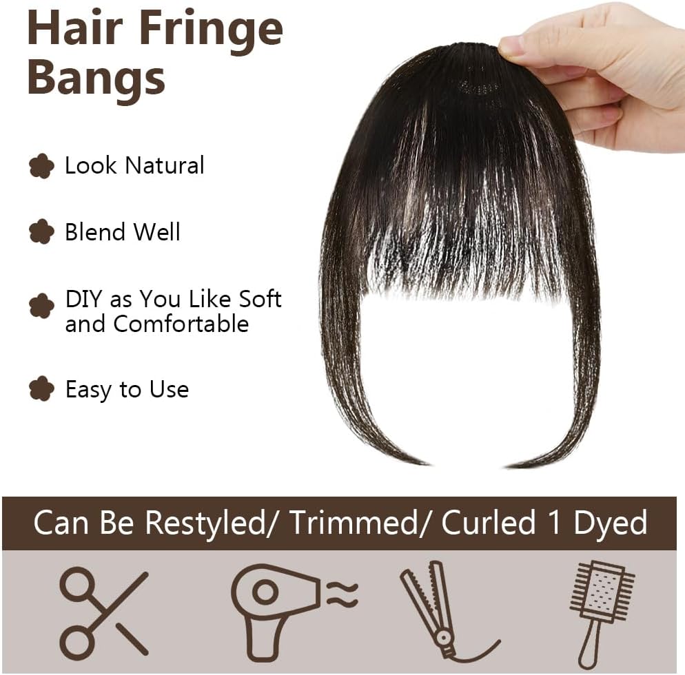 LOPHE - extensions à clipser - frange incurvée brun noir - transformation rapide