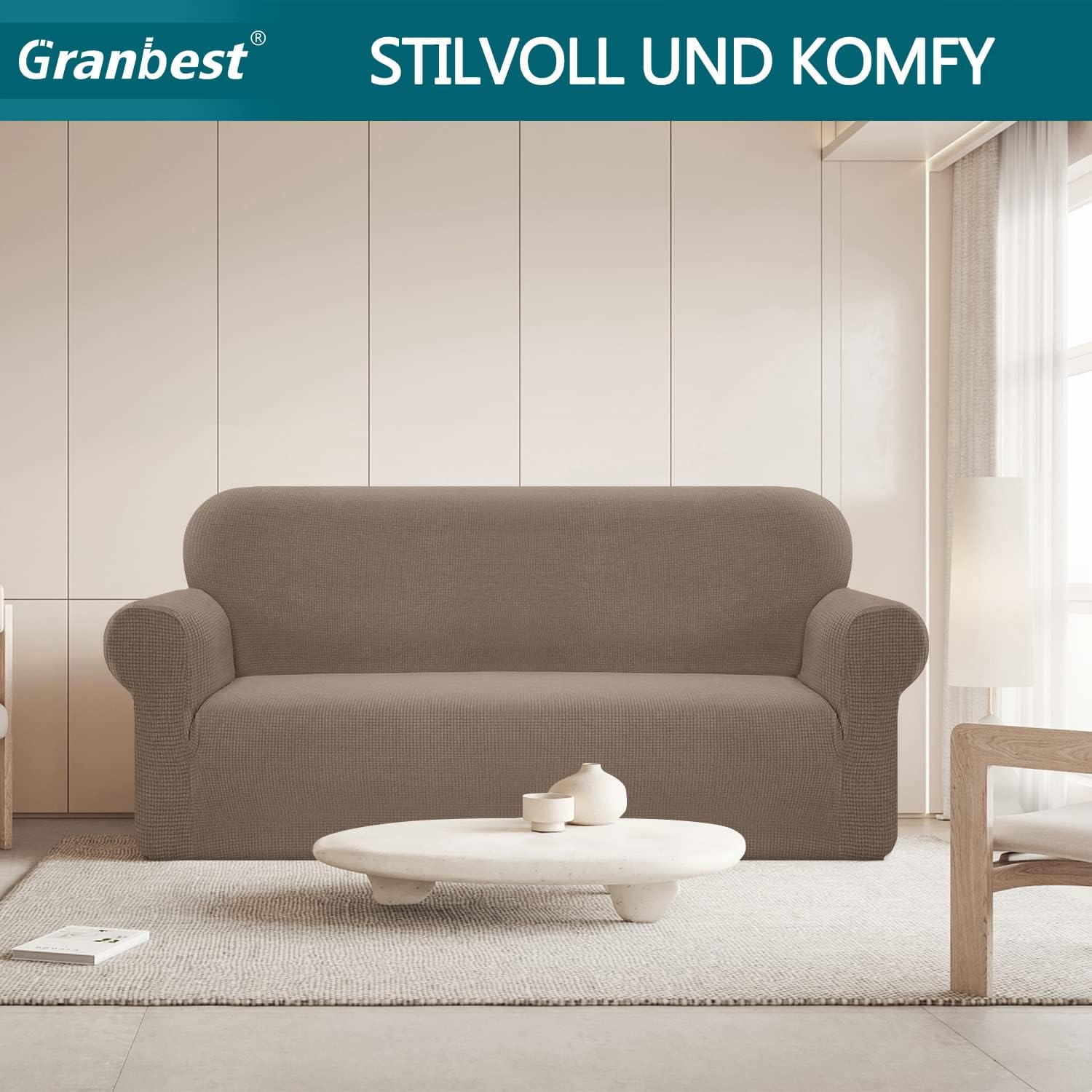 Granbest - housse canapé spandex jacquard 3 places, imperméable