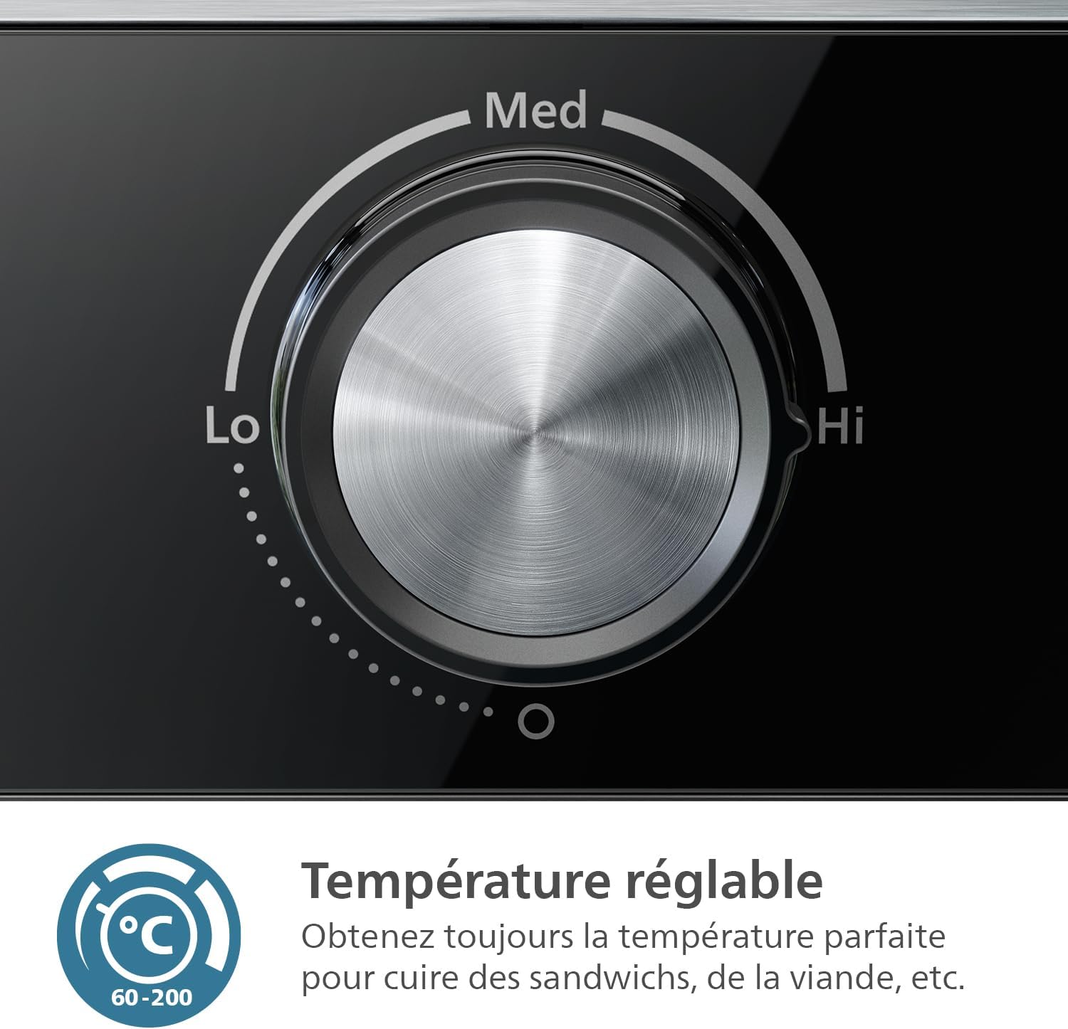 Philips - Grill de contact - surface XL, température réglable, plaques amovibles, HD6301/90