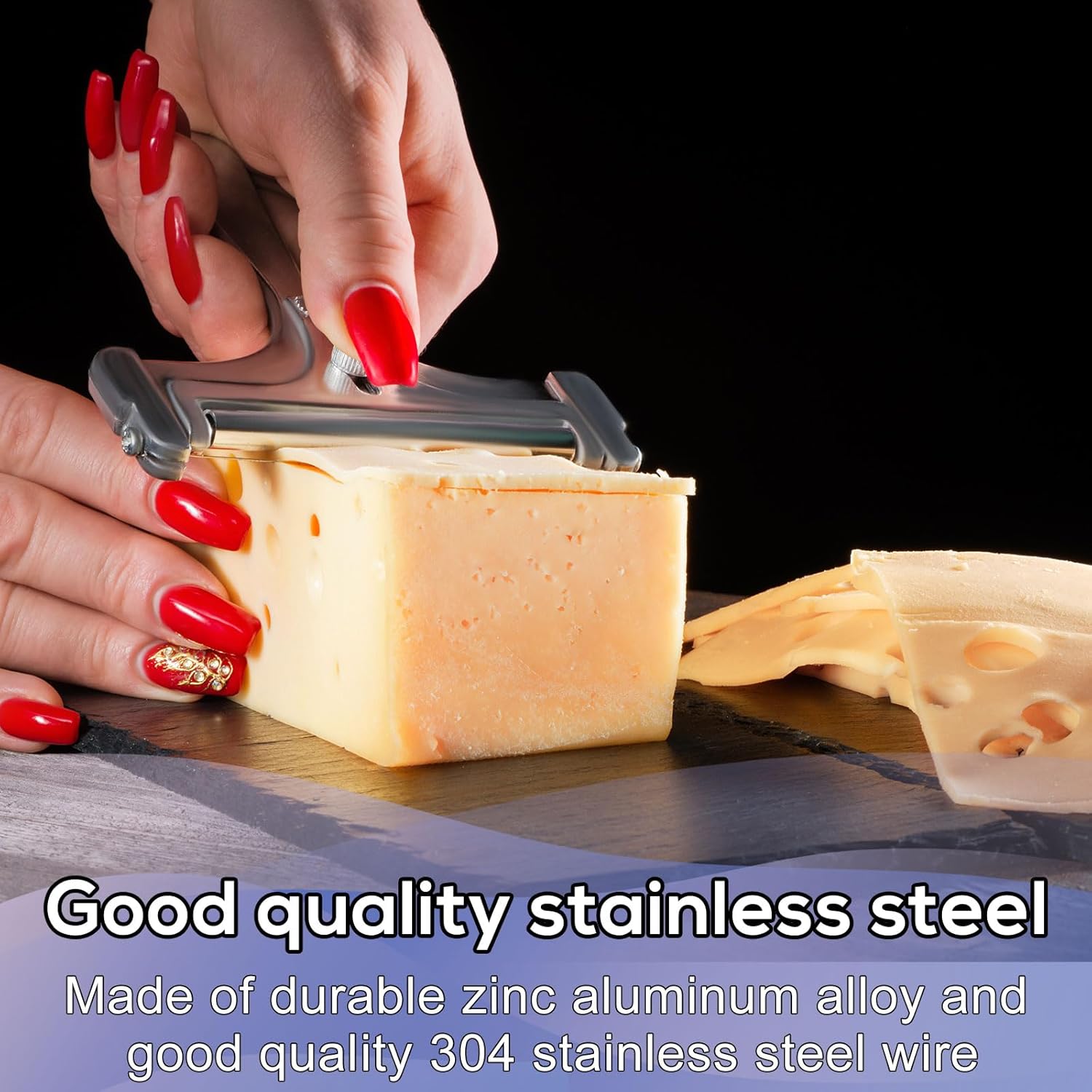 Gosknor - trancheuse à fromage inox - portable, 8 fils de rechange