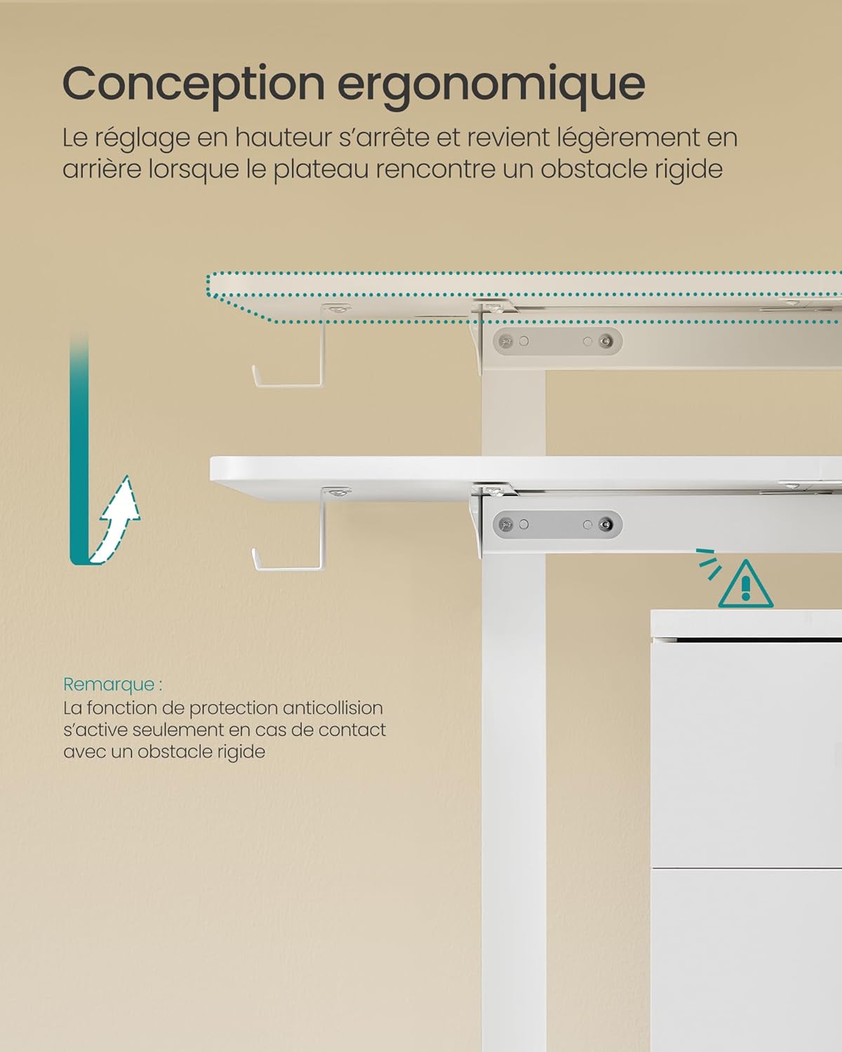 SONGMICS - bureau électrique, série réglable, 140x60 cm, mémoire 4 hauteurs LSD134W01