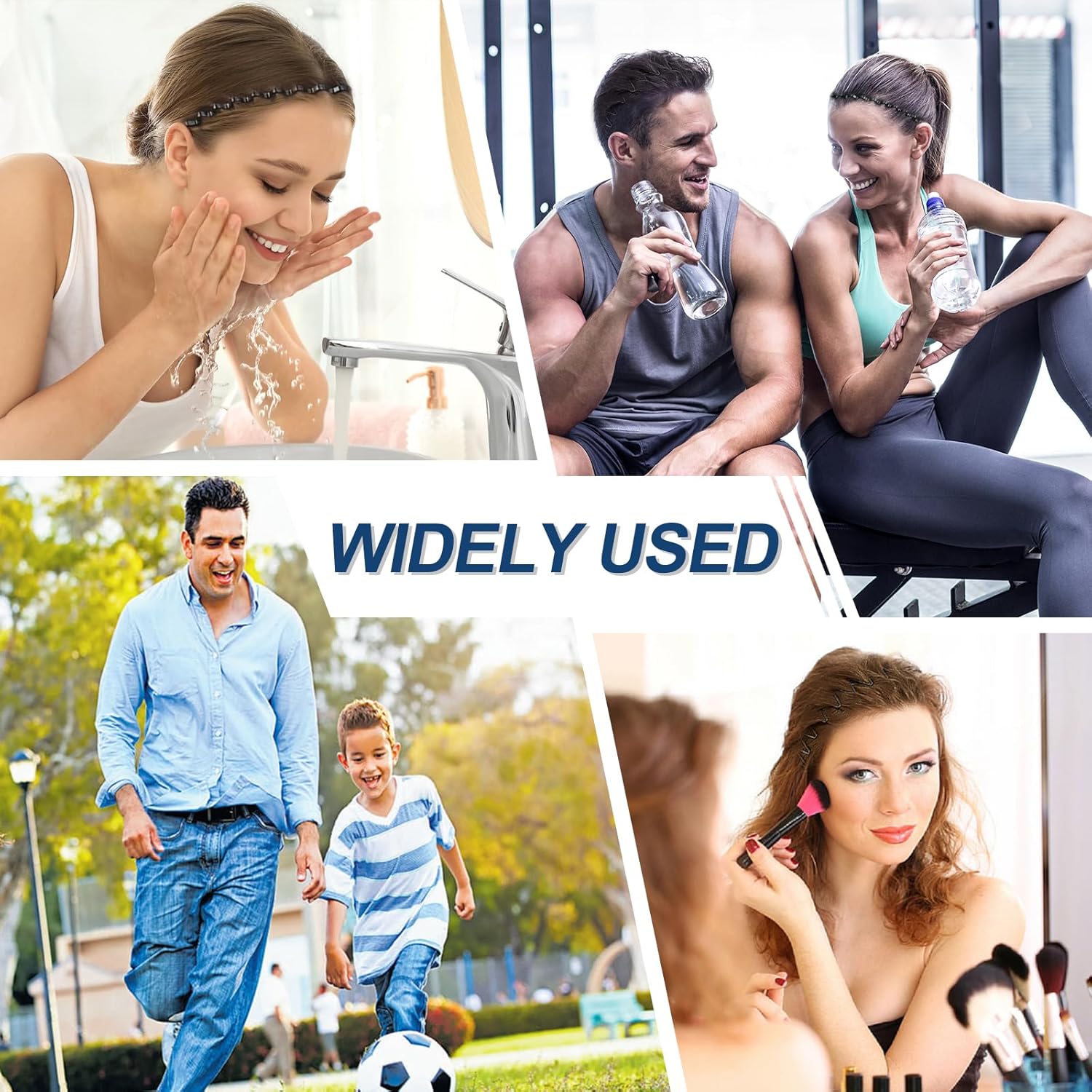 Serre-tête homme - lot de 6 - métal ondulé, élastique, antidérapant, sport