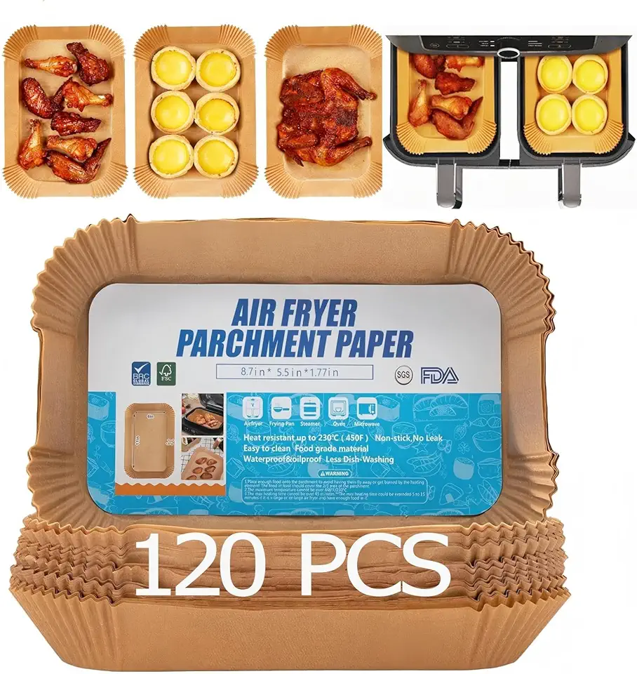 Papier cuisson rectangulaire - 22x14cm - 120pcs, compatible friteuses 7.6-9.5L - AF300EU/AF400EU