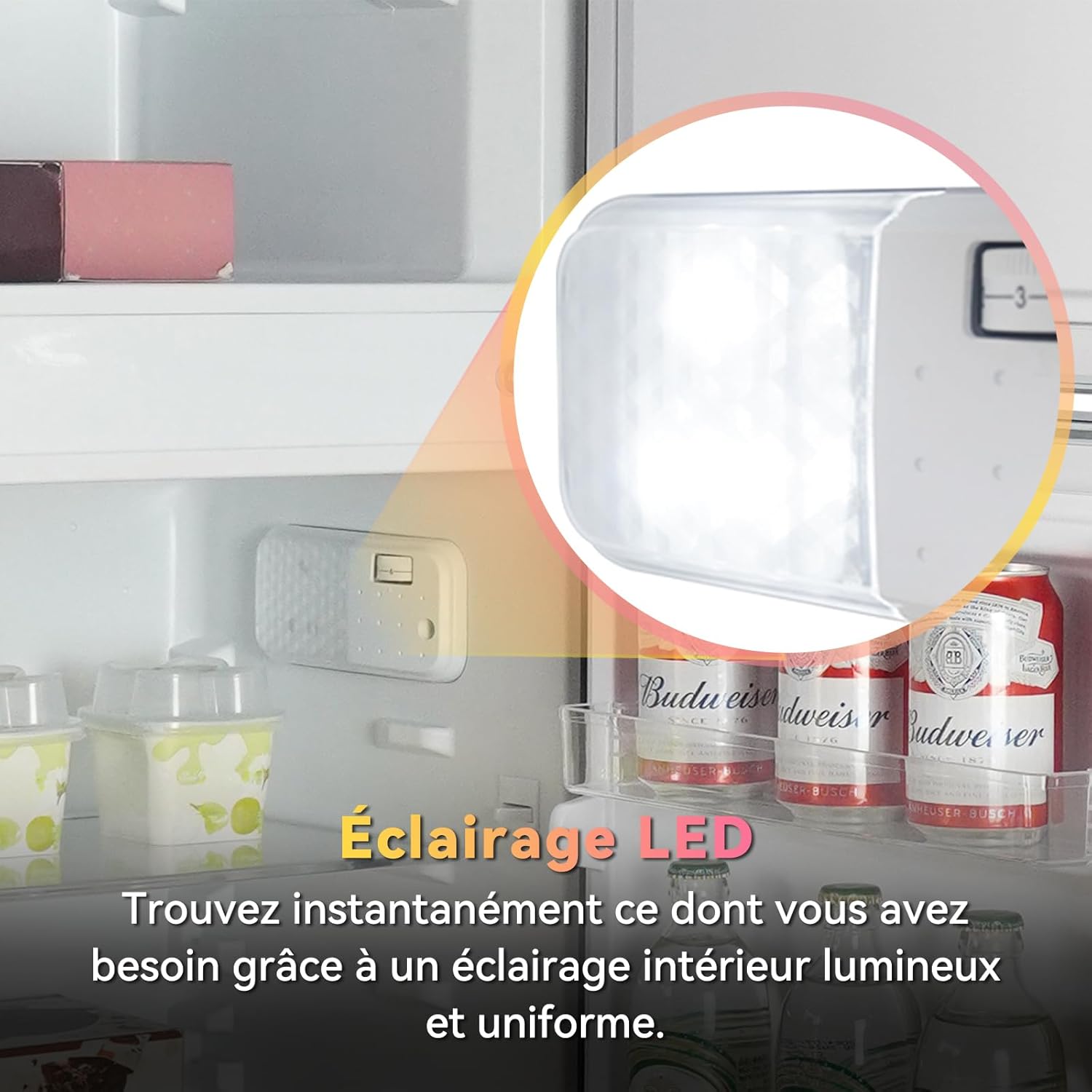 magictec - Frigo vintage série - 120L, congélateur 32L, Low Frost, éclairage LED