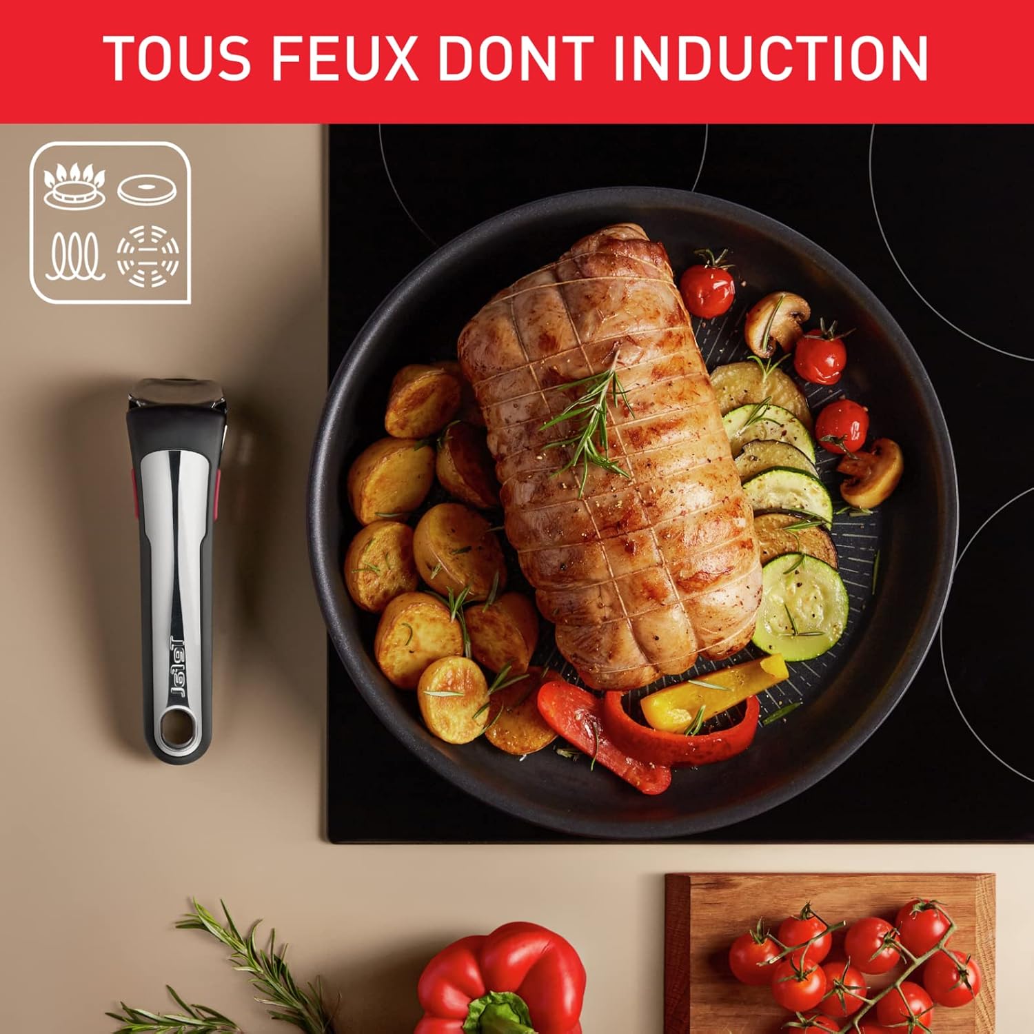 Tefal - Ingenio Eco Resist - casserole 18 cm, induction, antiadhésif, empilable, lave-vaisselle, L3972902