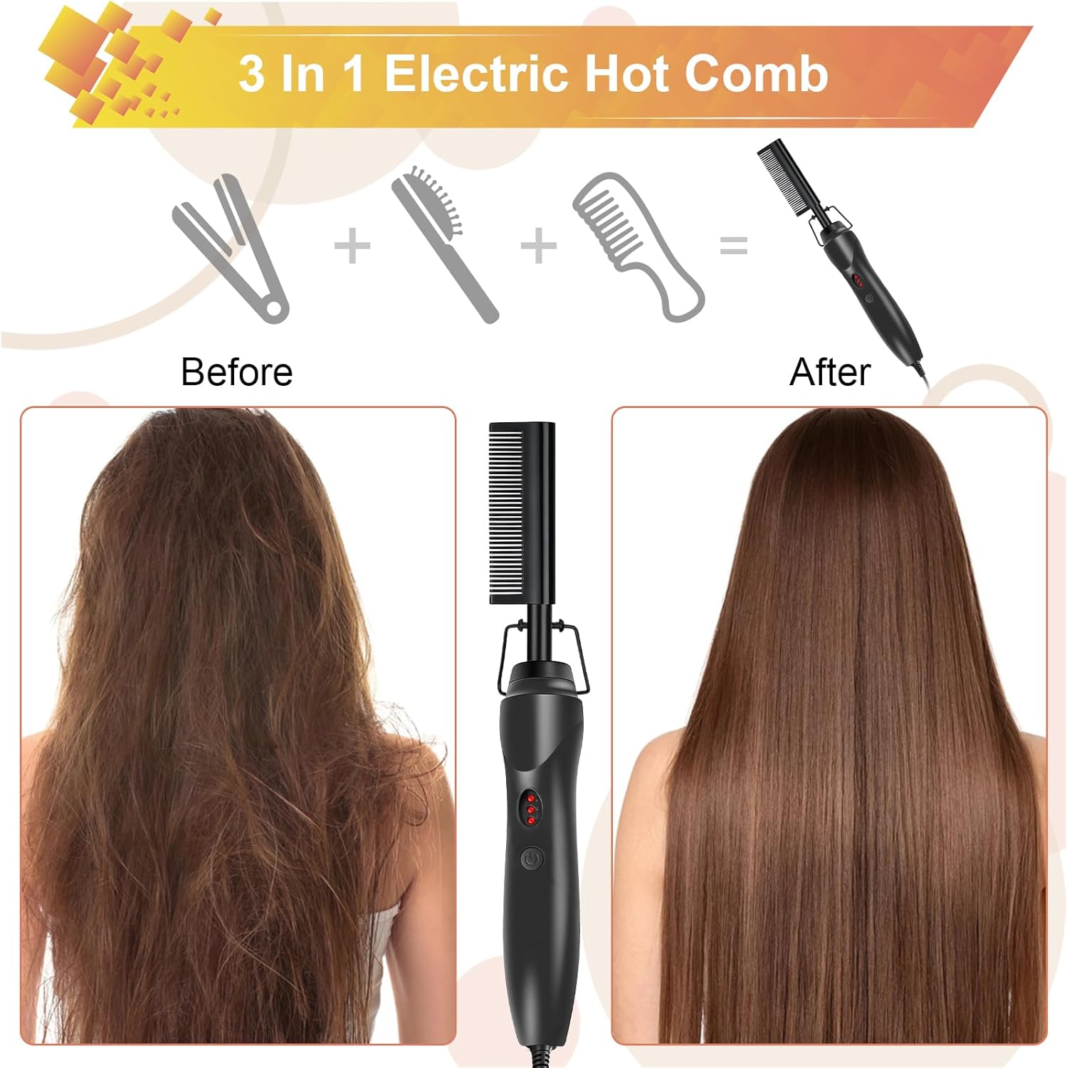 Flintronic - Peigne chauffant 2 en 1, céramique, 180°C, barbe et perruques