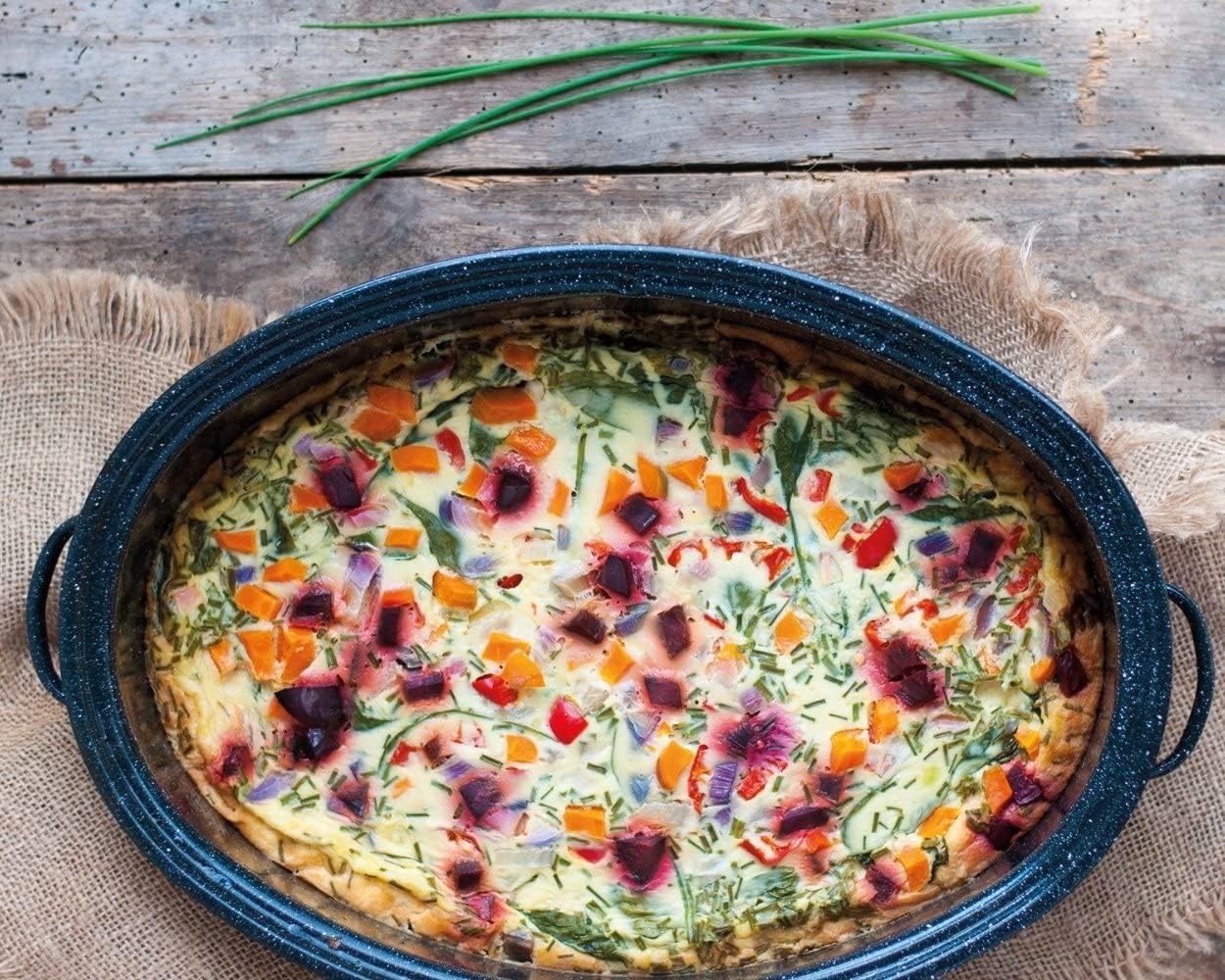 Graniteware - Cocotte Roaster moyen - acier émaillé, grille inox, livre recette