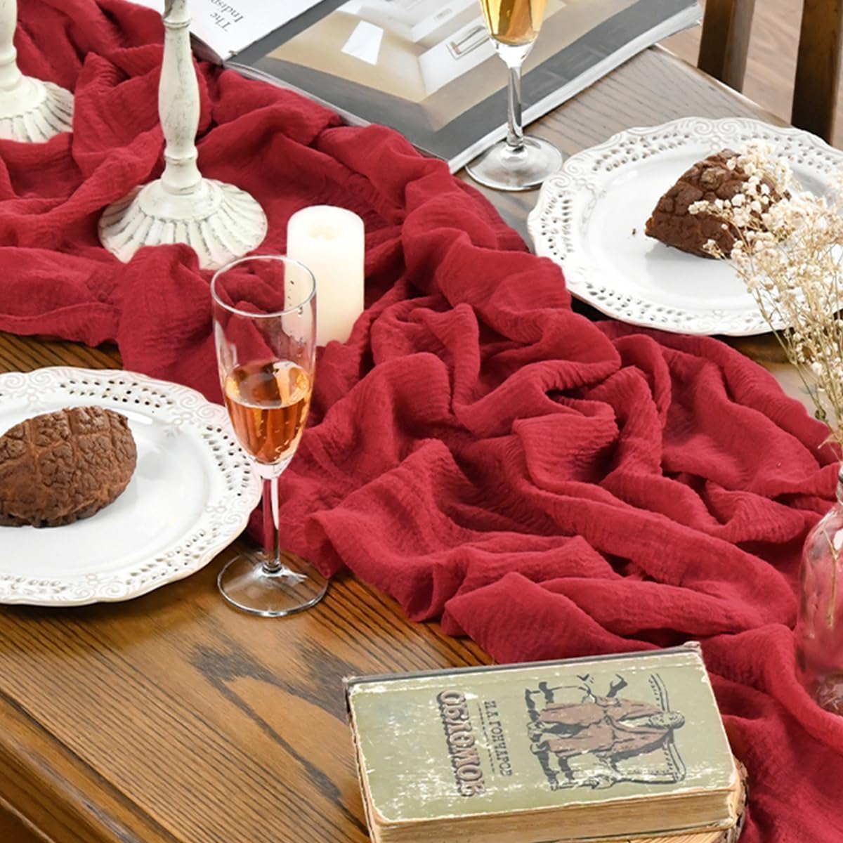 Artoid Mode - chemins de table bohème - 300 cm - gaze mousseline, lot de 2