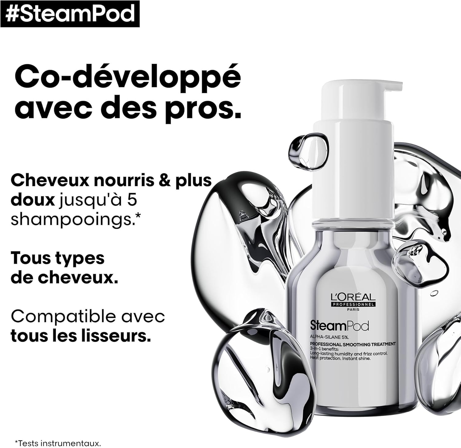 L'Oréal Professionnel - SteamPod - sérum 50ml - protège jusqu'à 230°C, anti-frizz, anti-humidité