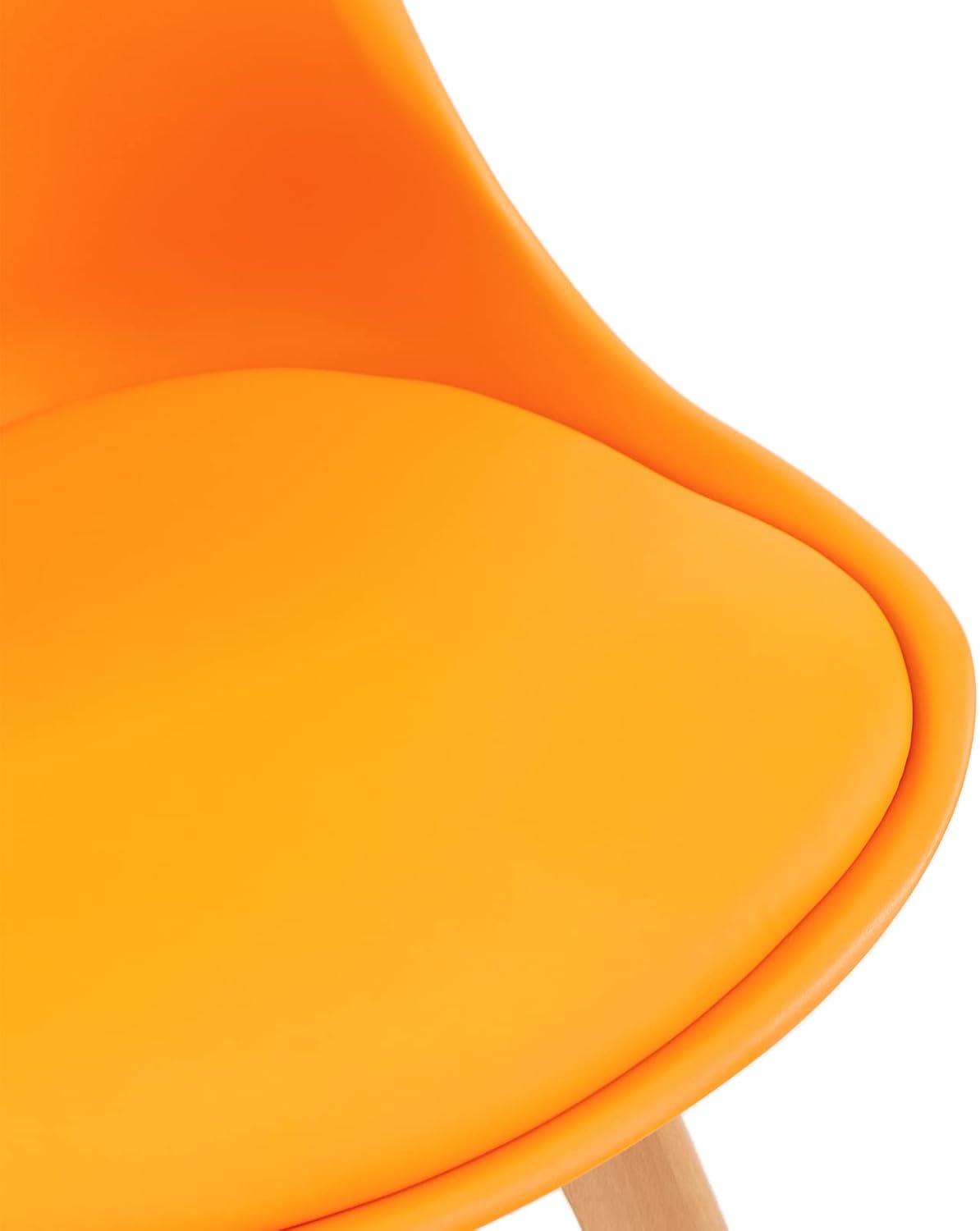 EGGREE - Lot de 8 chaises scandinaves - bois hêtre, assise rembourrée, orange