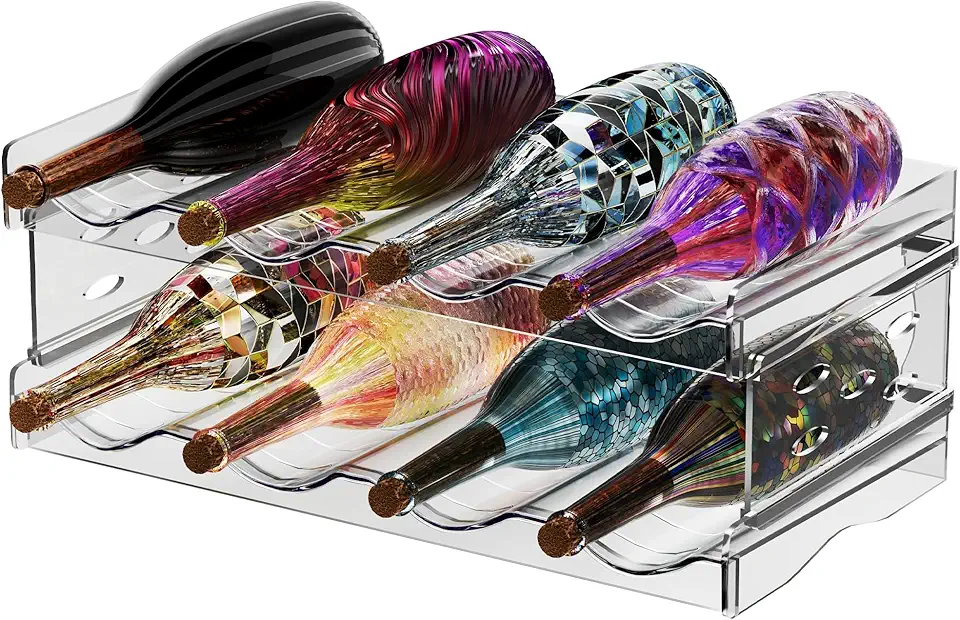 Range-bouteilles empilable plastique, 2 pièces, 8 bouteilles, cuisine, 32x14x10 cm