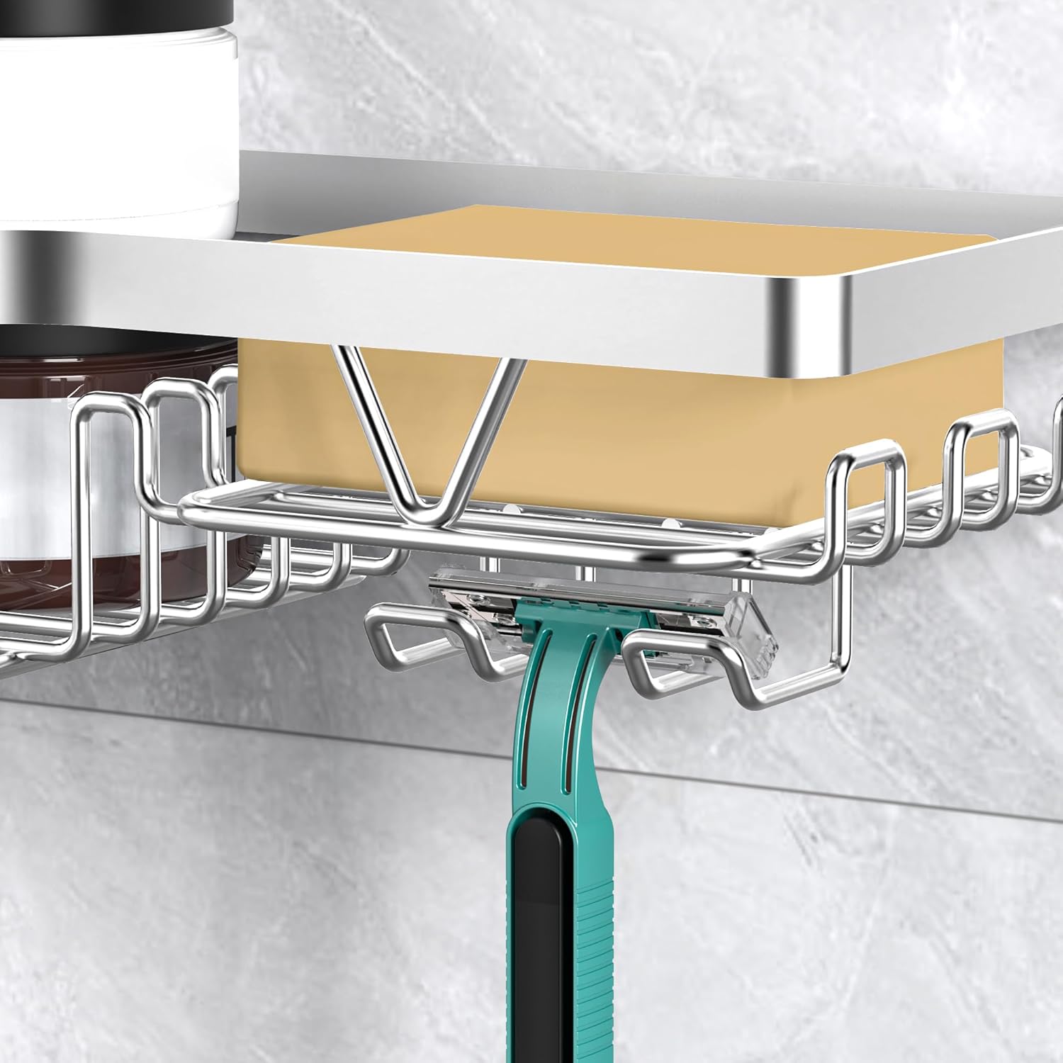 KEGII - étagère douche 3 niveaux - inox, angle, sans perçage, argent