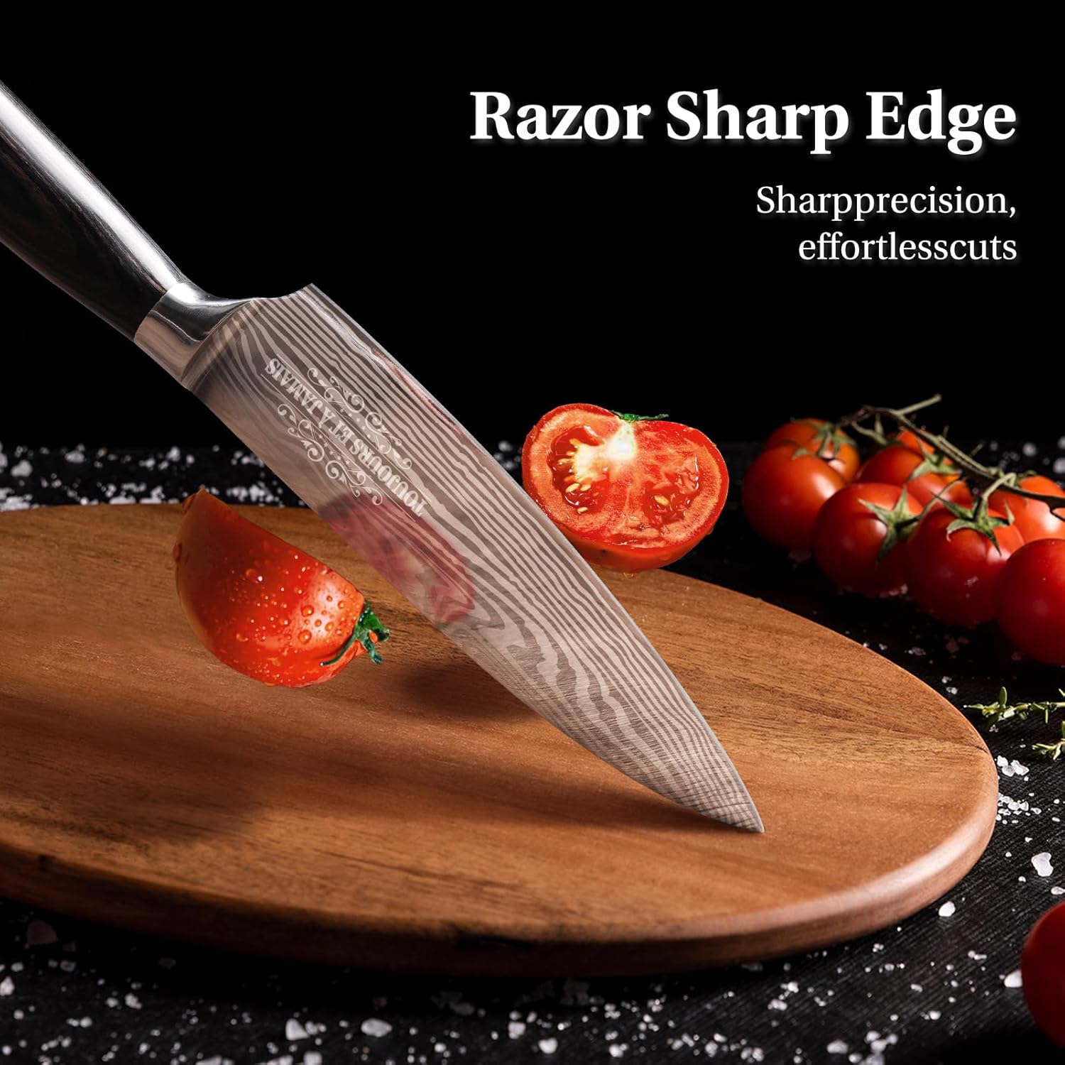 Couteau de chef personnalisé – lame inox, manche ergonomique, cadeau homme/femme, longueur 20cm