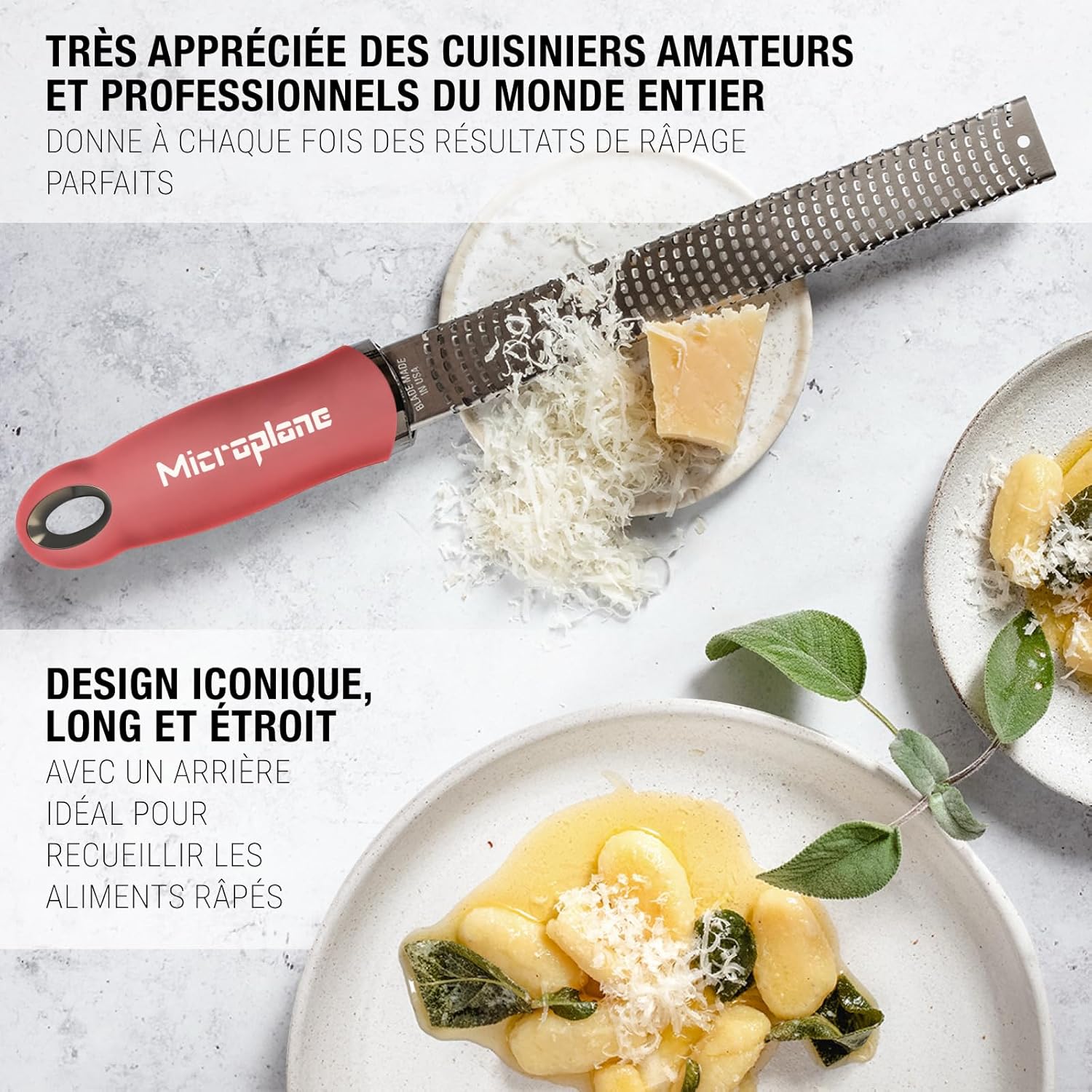 Microplane - Râpe Zesteur Rose - lame fine - Agrumes, parmesan, USA