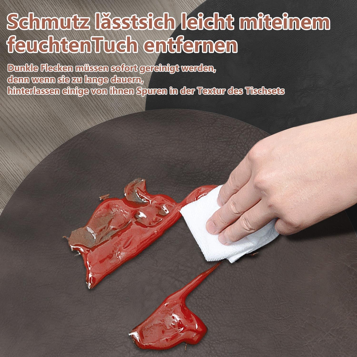 Set de table - rond double-face 36x36cm - lavable, antidérapant, lot de 4