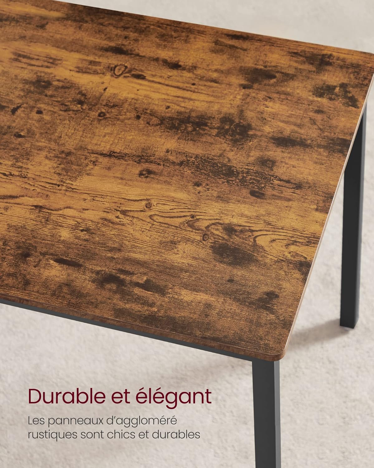 VASAGLE - Ensemble table et bancs salle à manger - 70x110x75 cm - cadre acier, marron rustique, 2 bancs KDT070B01