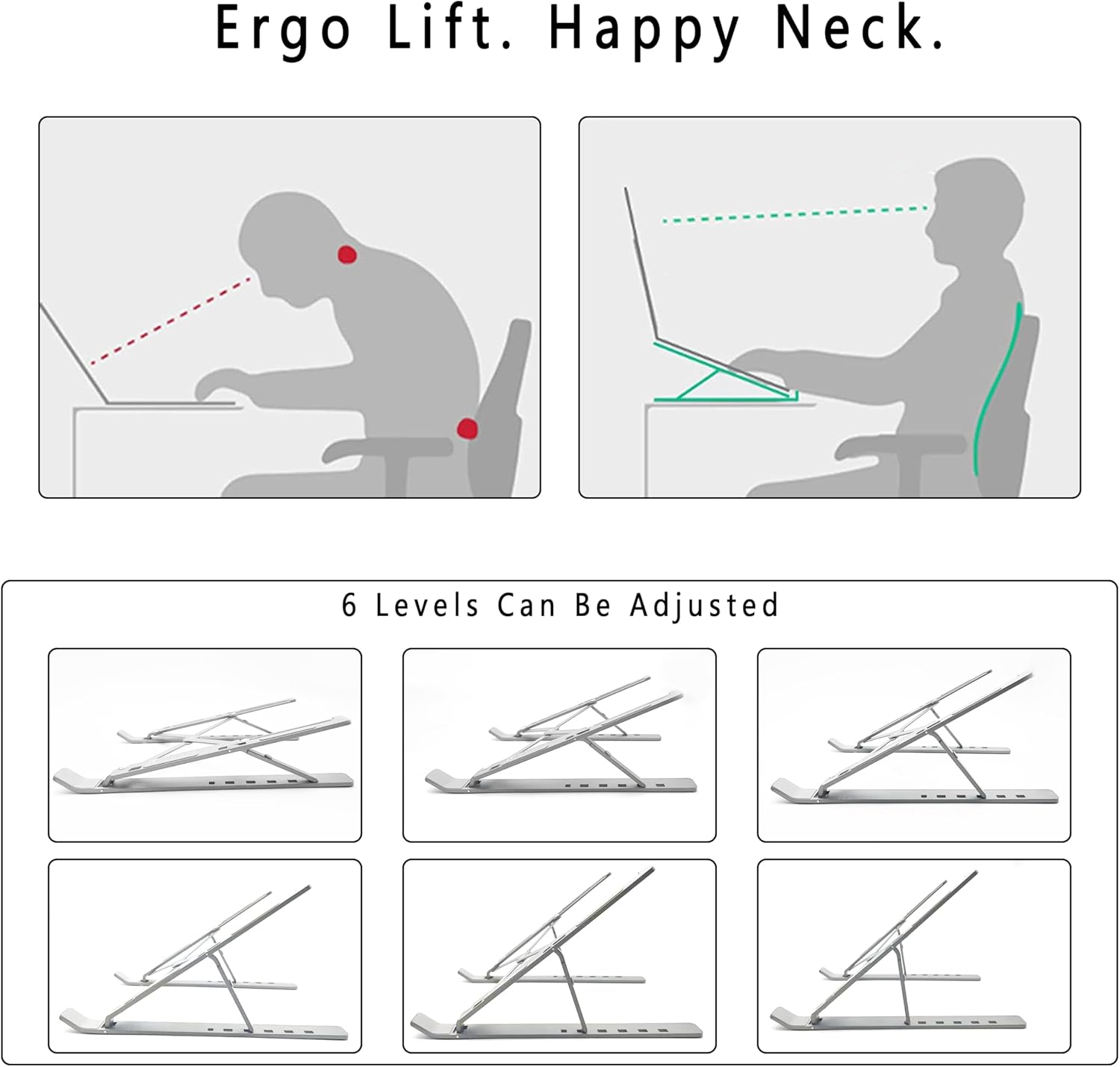 AiTodos - Support PC portable - aluminium léger, 6 réglages, ventilation, pliable - AiTodos®