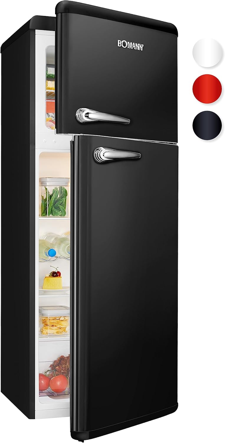 Bomann - DTR 353 - réfrigérateur-congélateur, 208L, noir/argent, E, DTR353