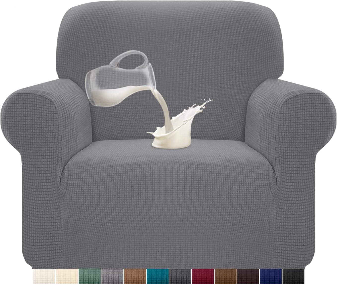 Granbest - Housse Stretch imperméable 1 place - Gris clair - Jacquard antidérapant